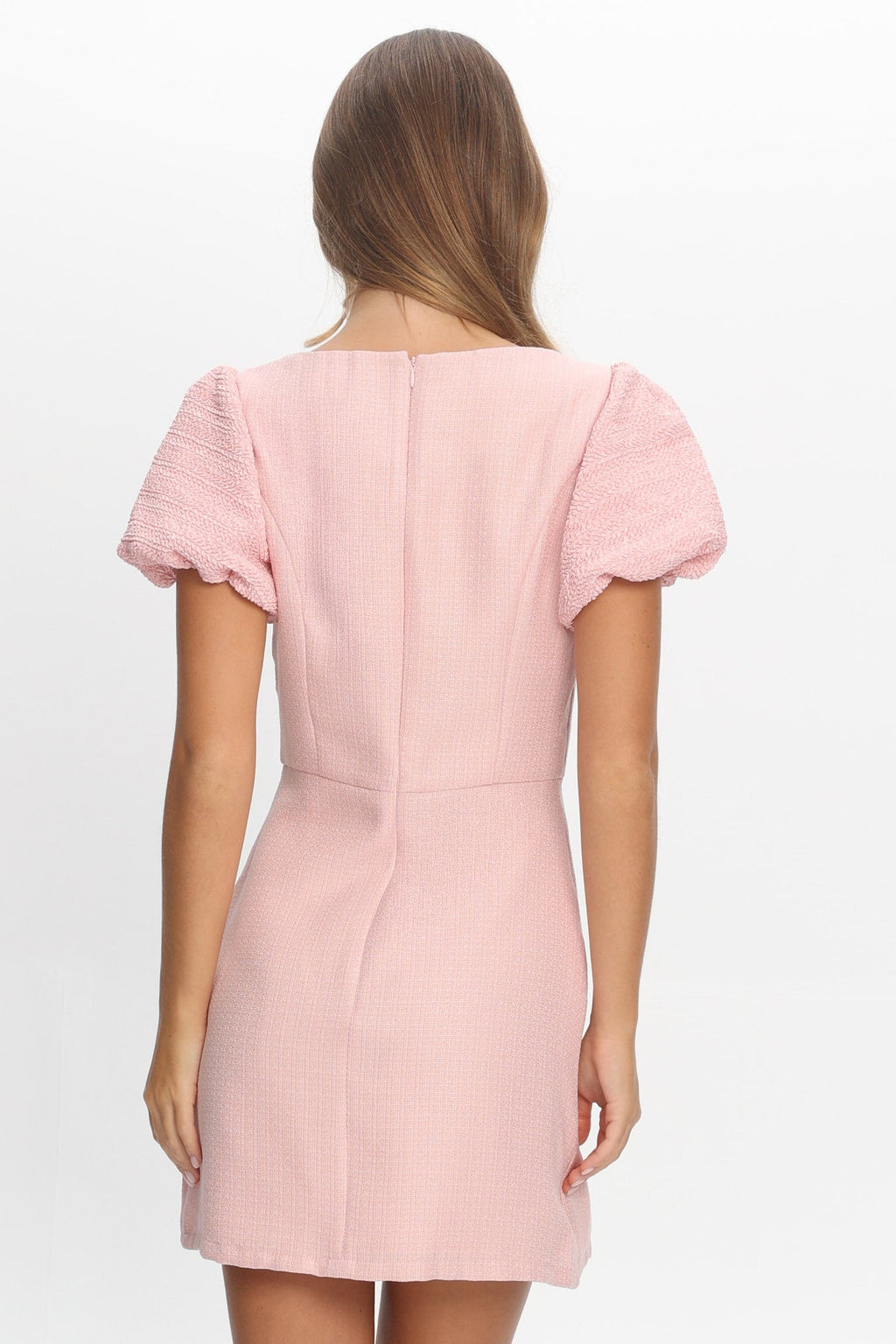Overheard Puff Sleeve Mini Dress Pink