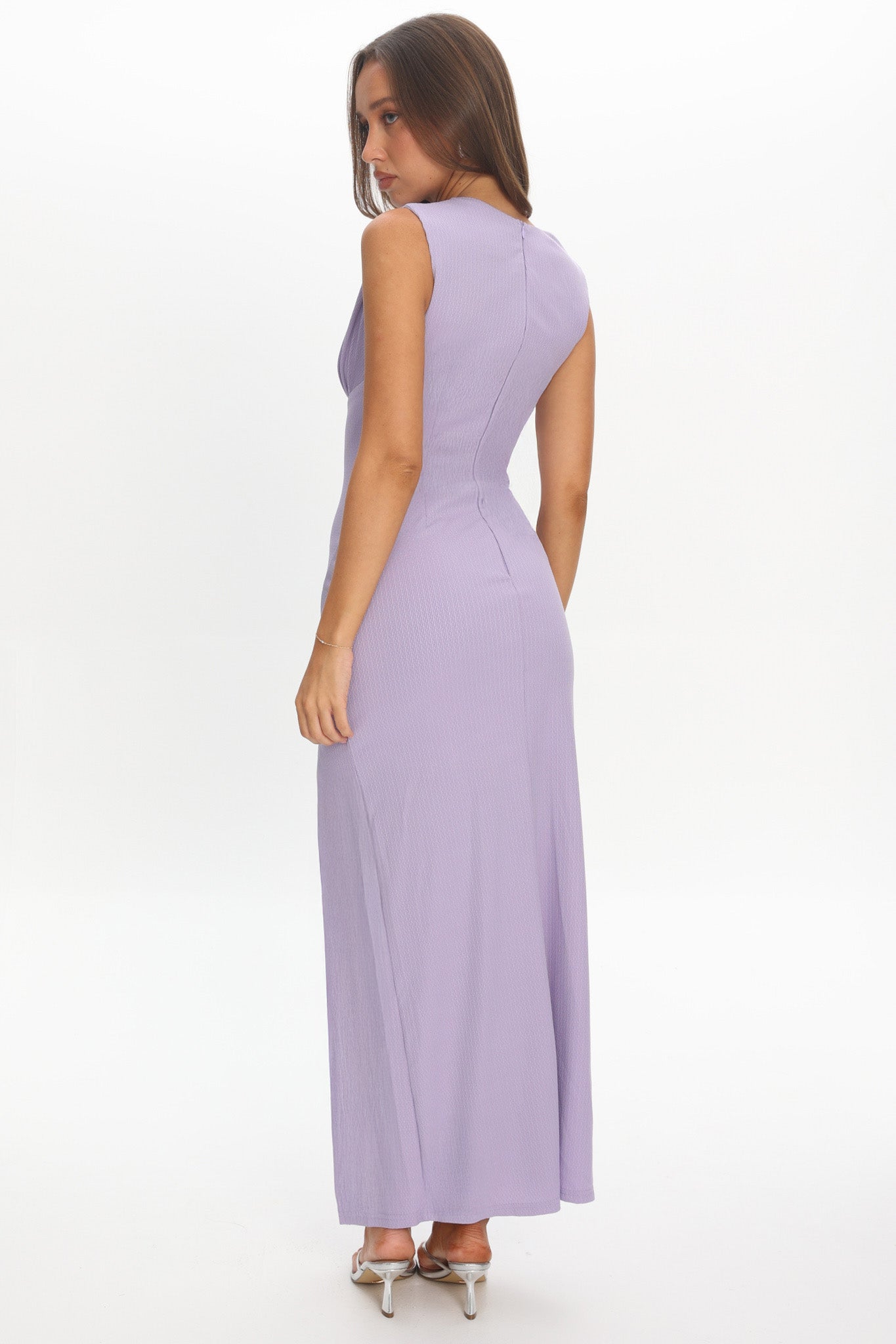 Daleela Asymmetric Neckline Maxi Dress Lilac