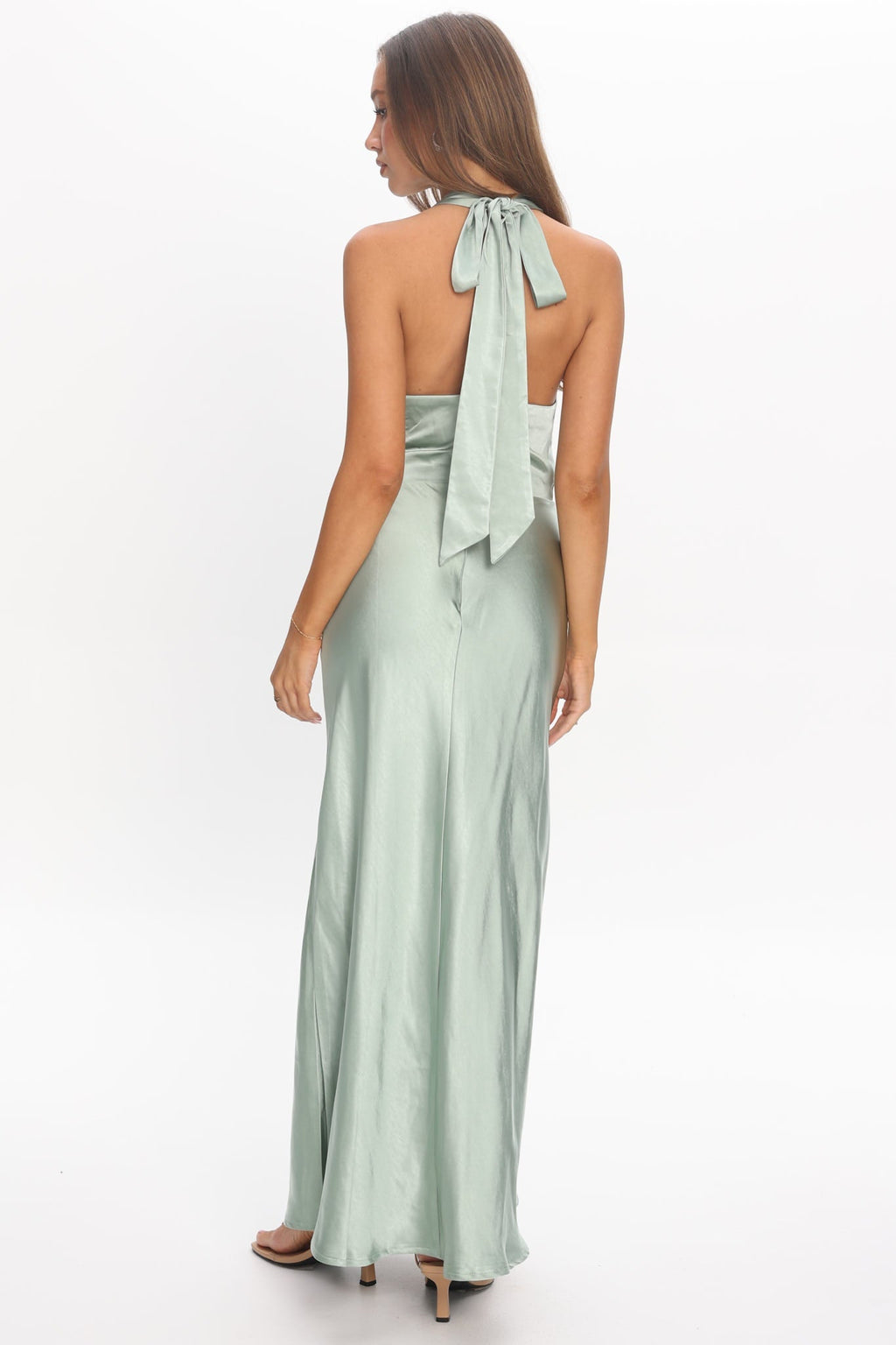 Element Tied Halter Maxi Dress Sage