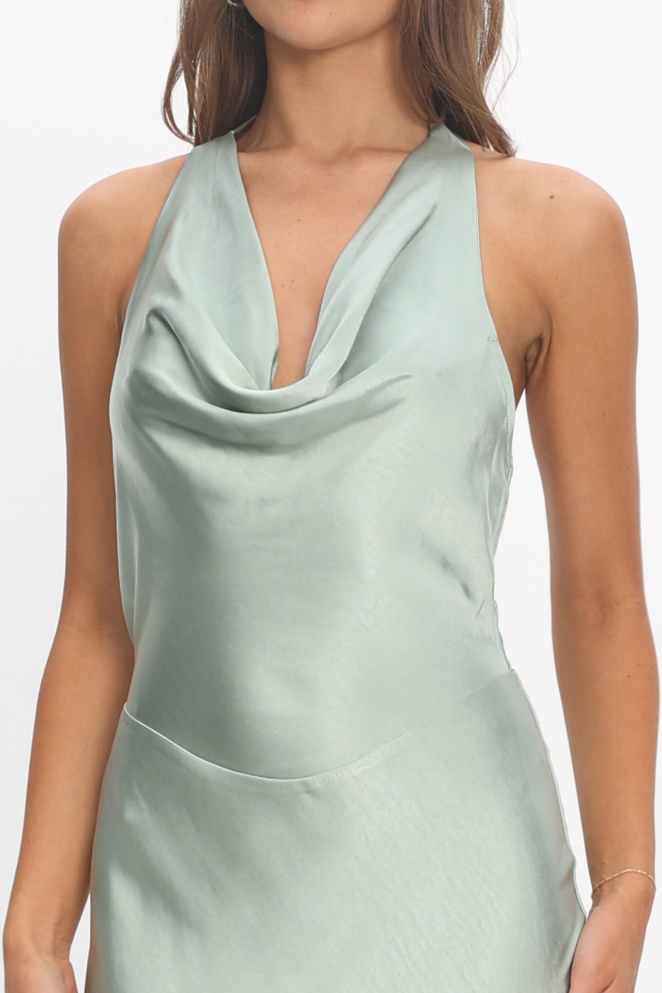 Element Tied Halter Maxi Dress Sage