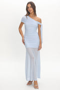 Aurora Sky Off-Shoulder Tie Maxi Dress Light Blue