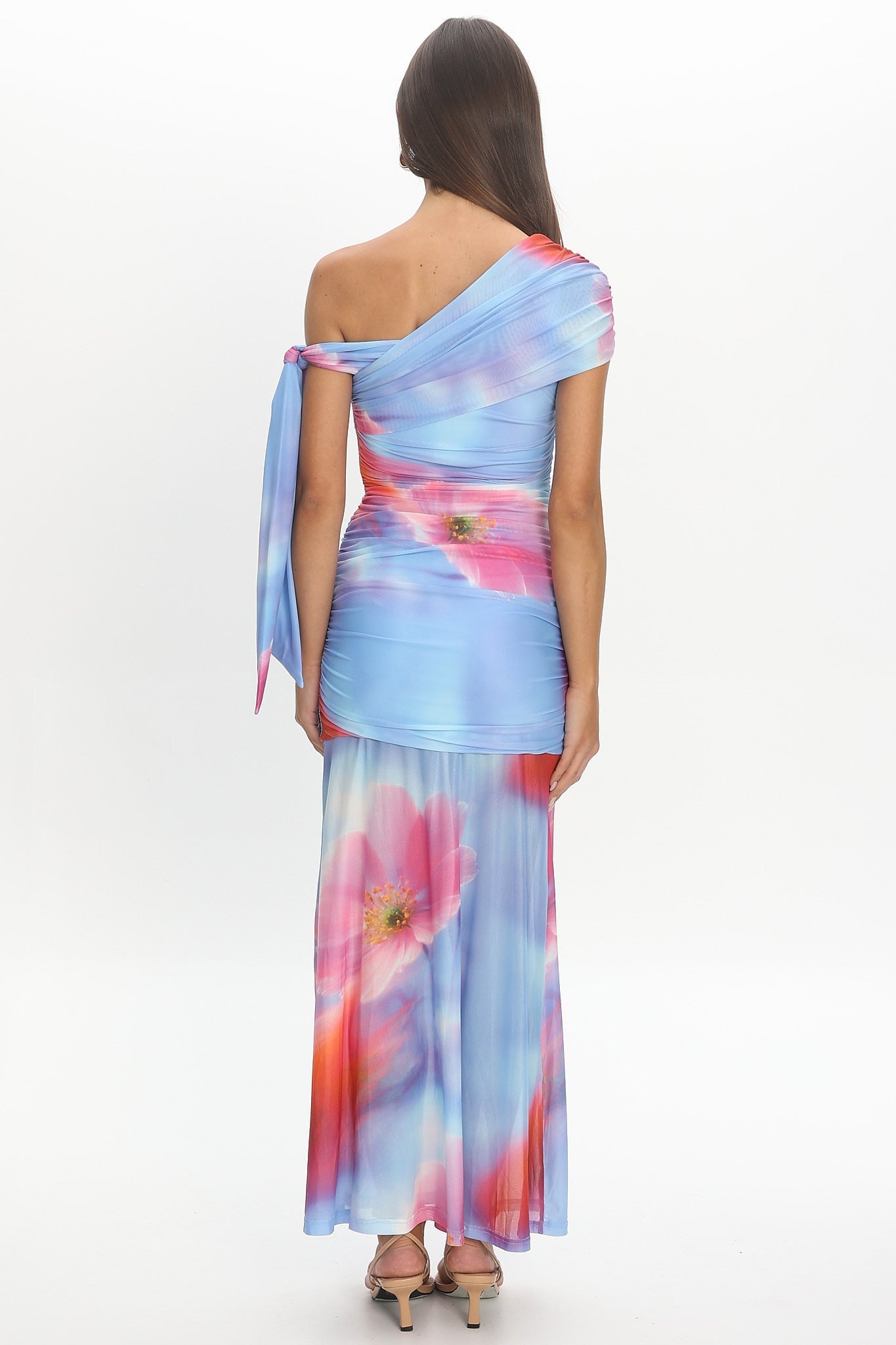 Aurora Sky Off-Shoulder Tie Maxi Dress Blue