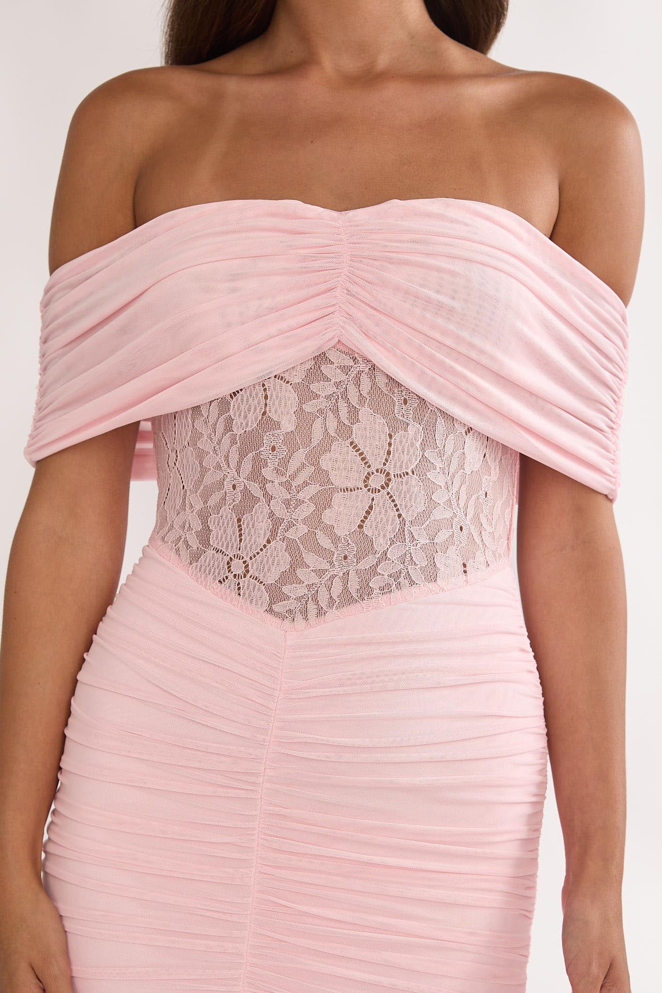 Silver Moon Off-Shoulder Maxi Dress Floral Pink