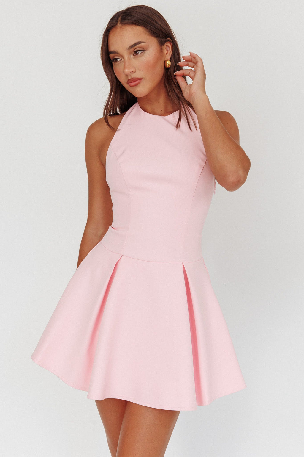 Hype Girl Box Pleat Mini Dress Pink