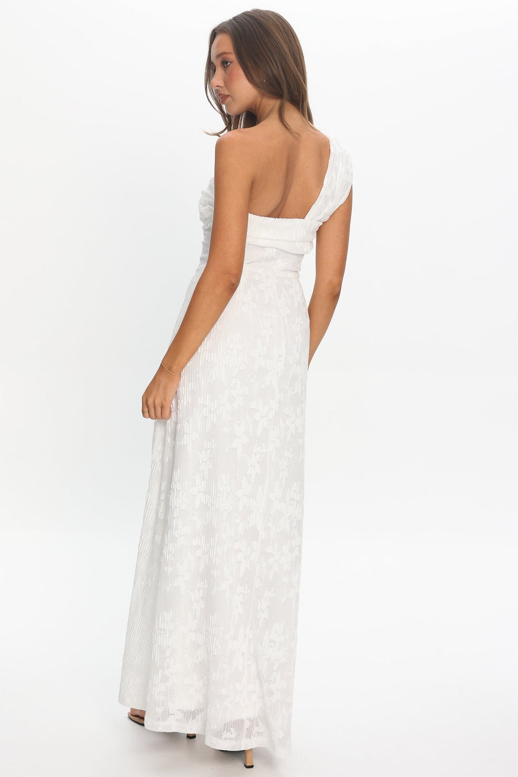 Azure Sun Drop Waist Maxi Dress Lace Off White