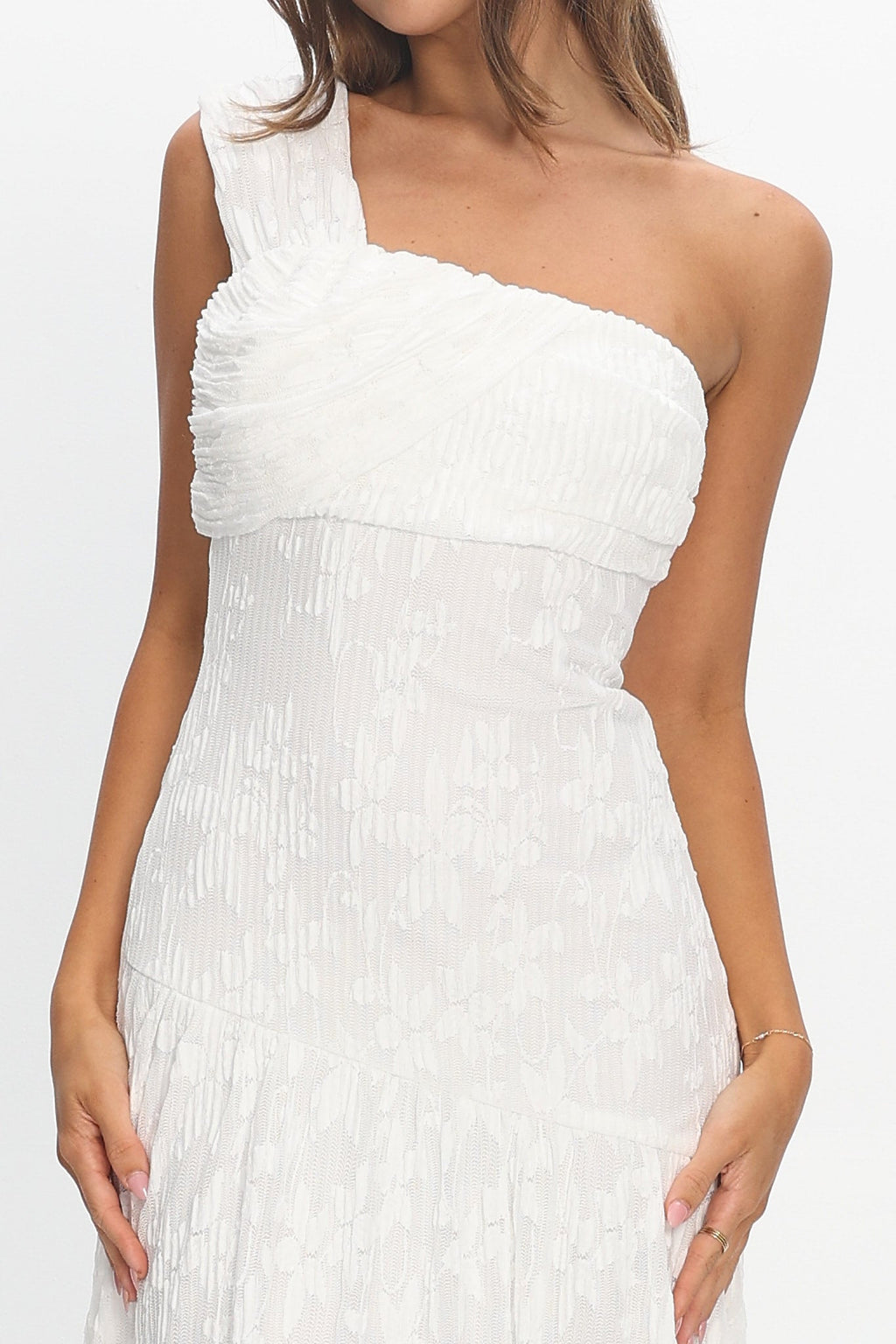Azure Sun Drop Waist Maxi Dress Lace Off White