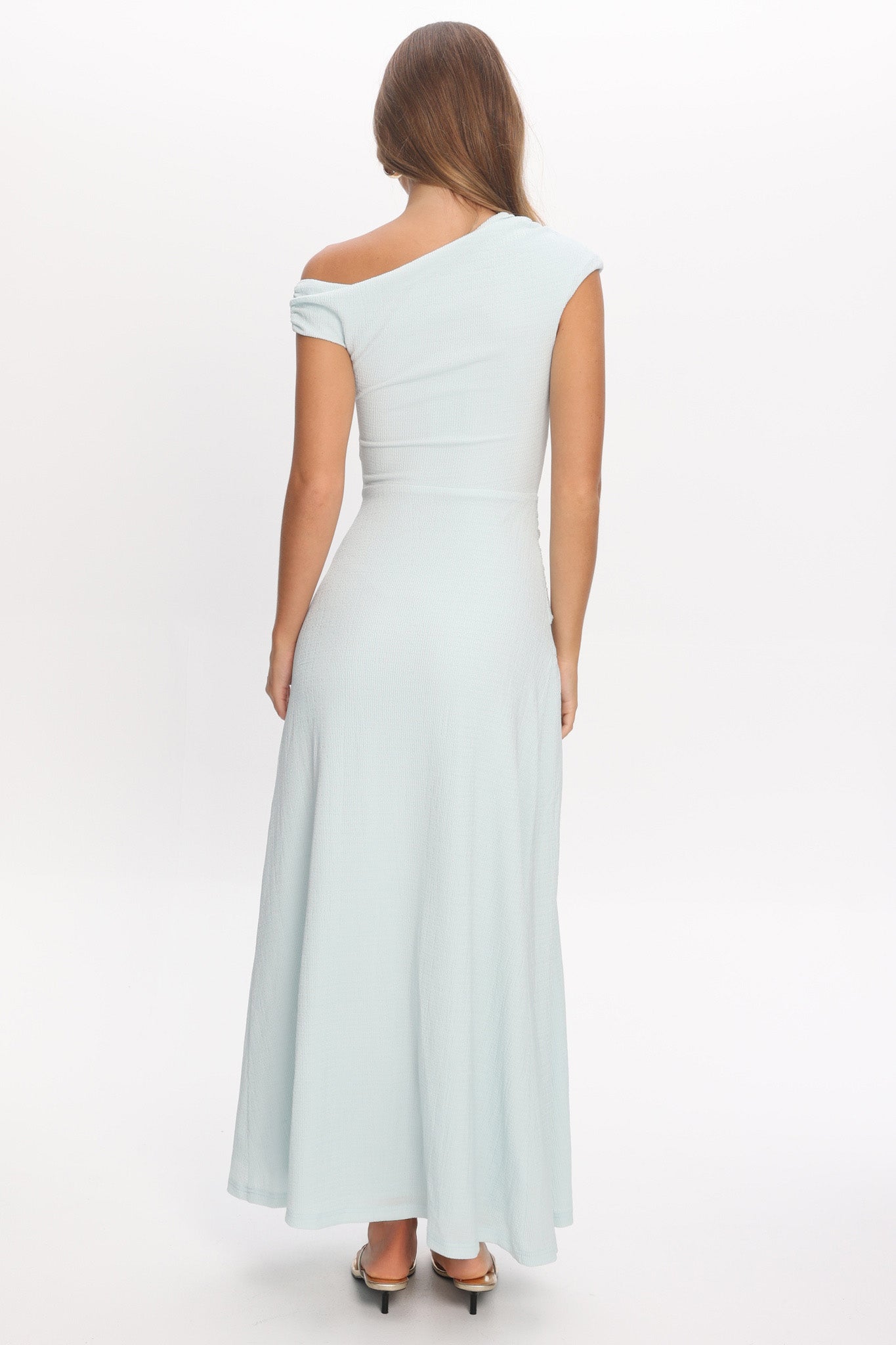 Bellarose Asymmetric Neckline Maxi Dress Light Blue