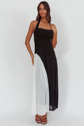 Lira Contrast Halter Maxi Dress Black/White