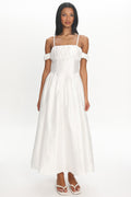 Heavens Above Off-Shoulder Basque Waist Midi Dress Ivory