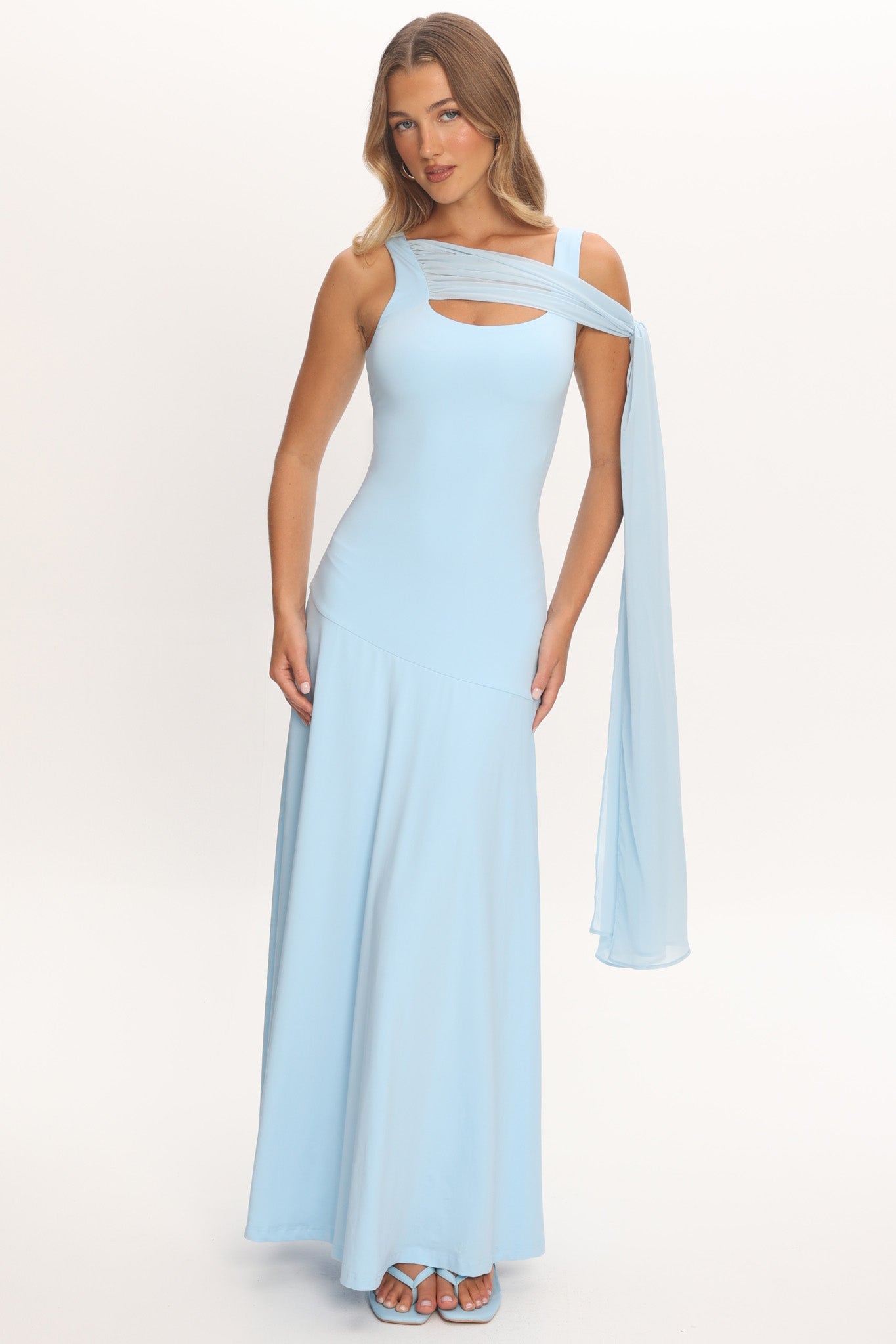 Lylah Sash Neckline Maxi Dress Light Blue