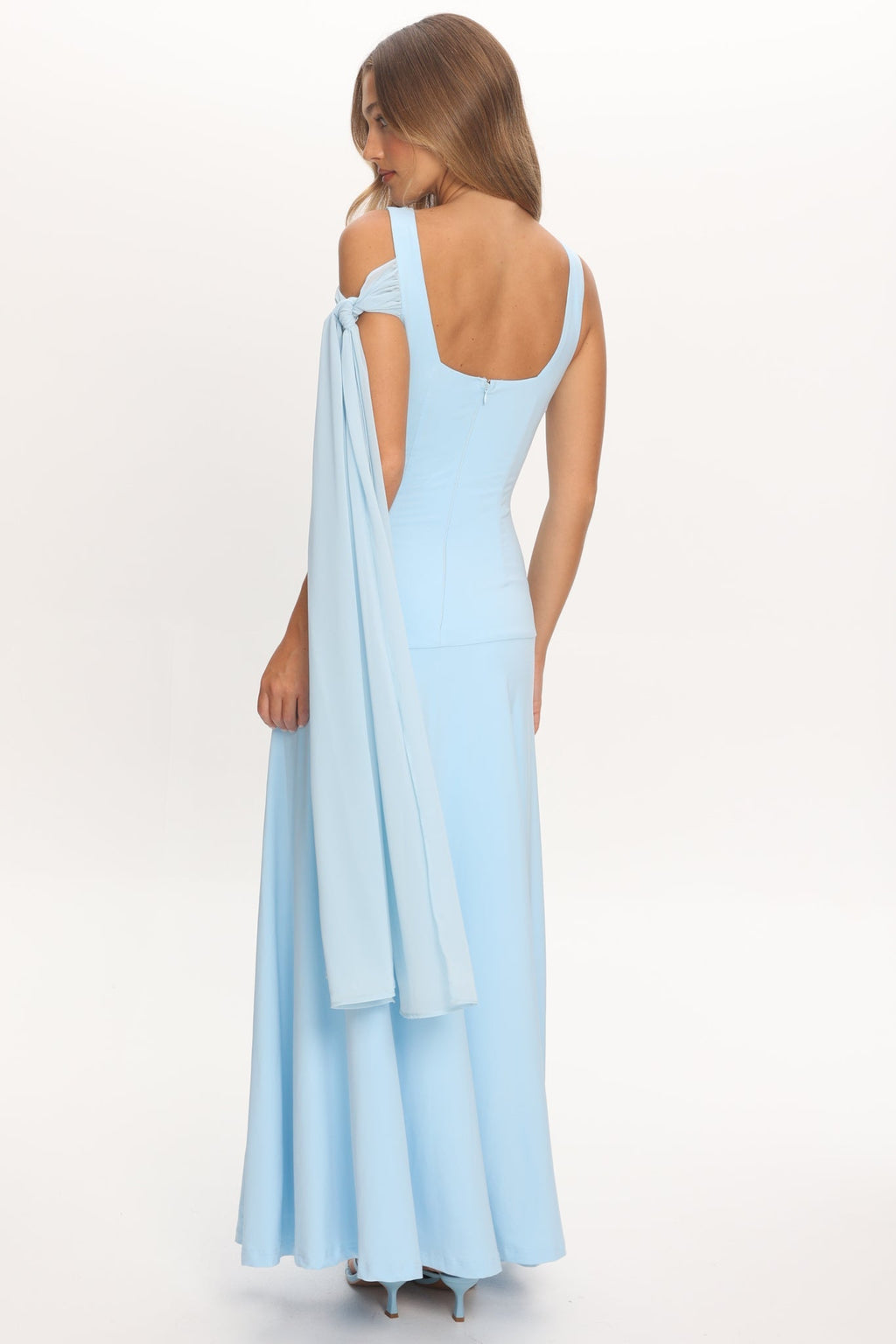 Lylah Sash Neckline Maxi Dress Light Blue