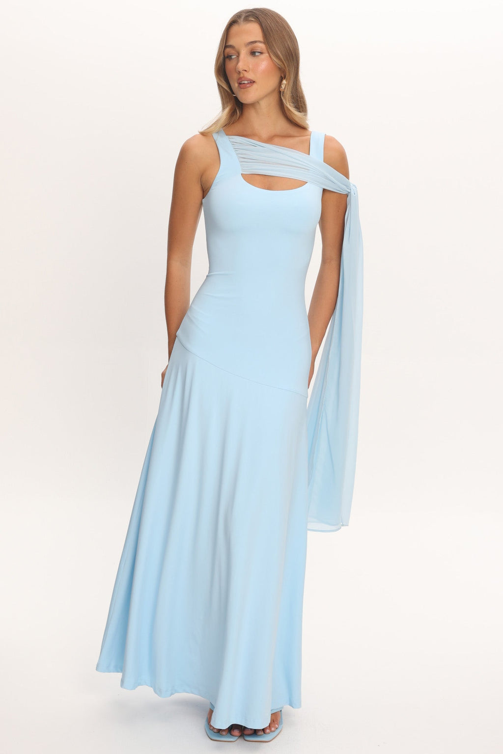 Lylah Sash Neckline Maxi Dress Light Blue