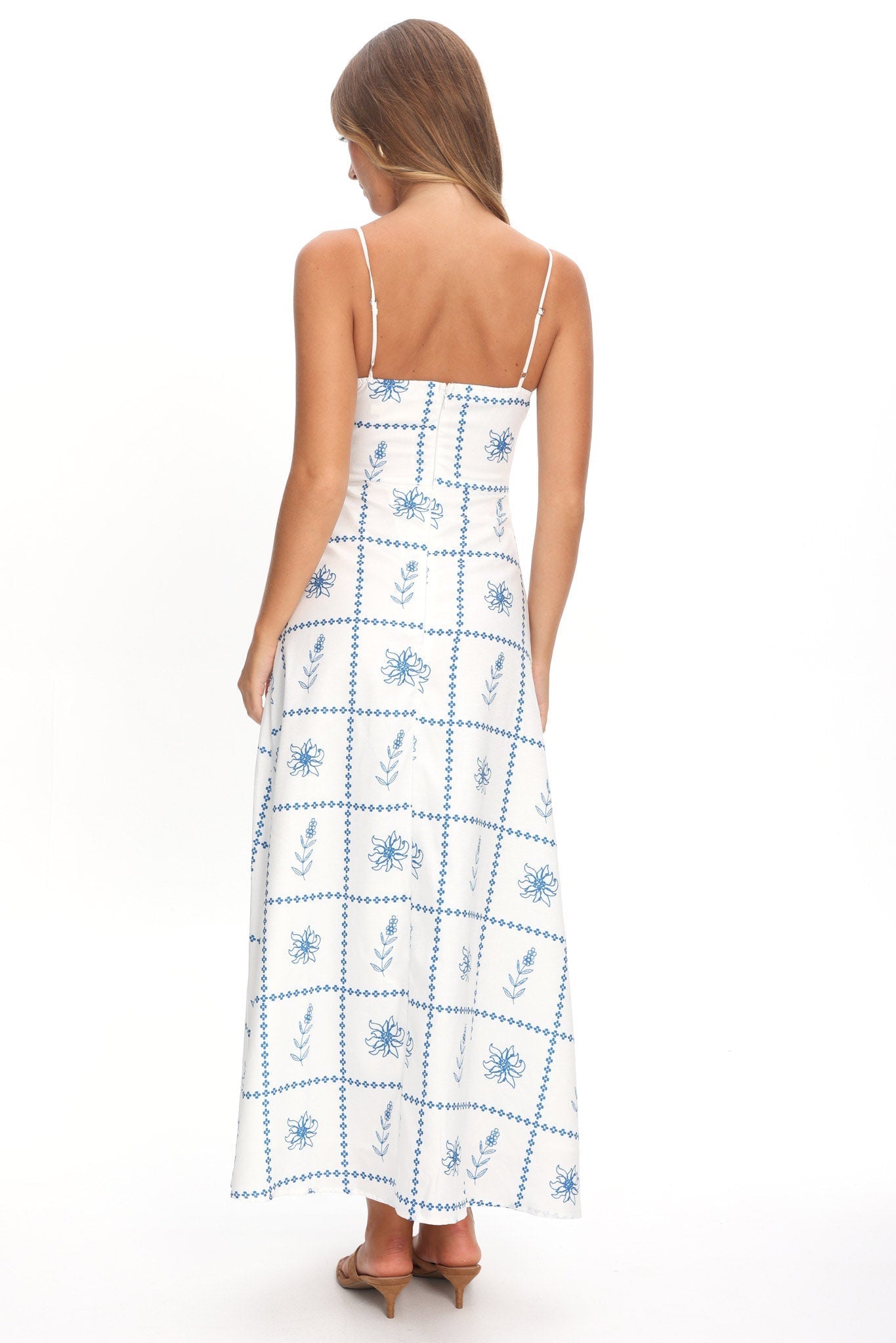 Naysha Cami Strap Maxi Dress Floral White