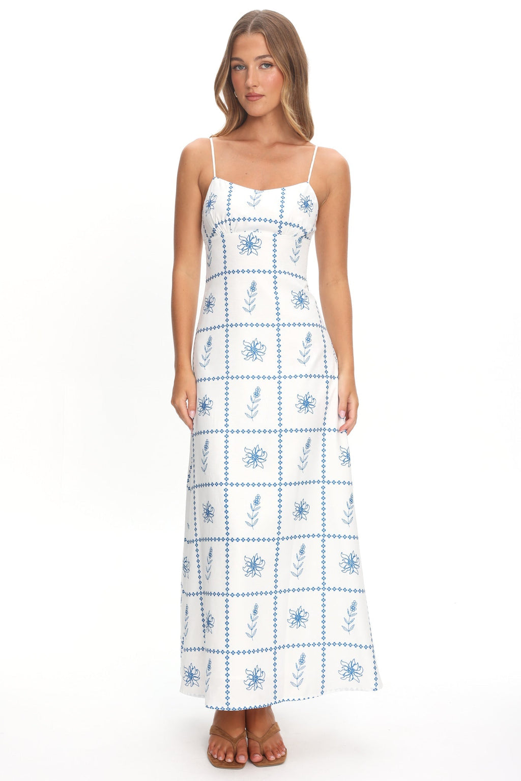 Naysha Cami Strap Maxi Dress Floral White