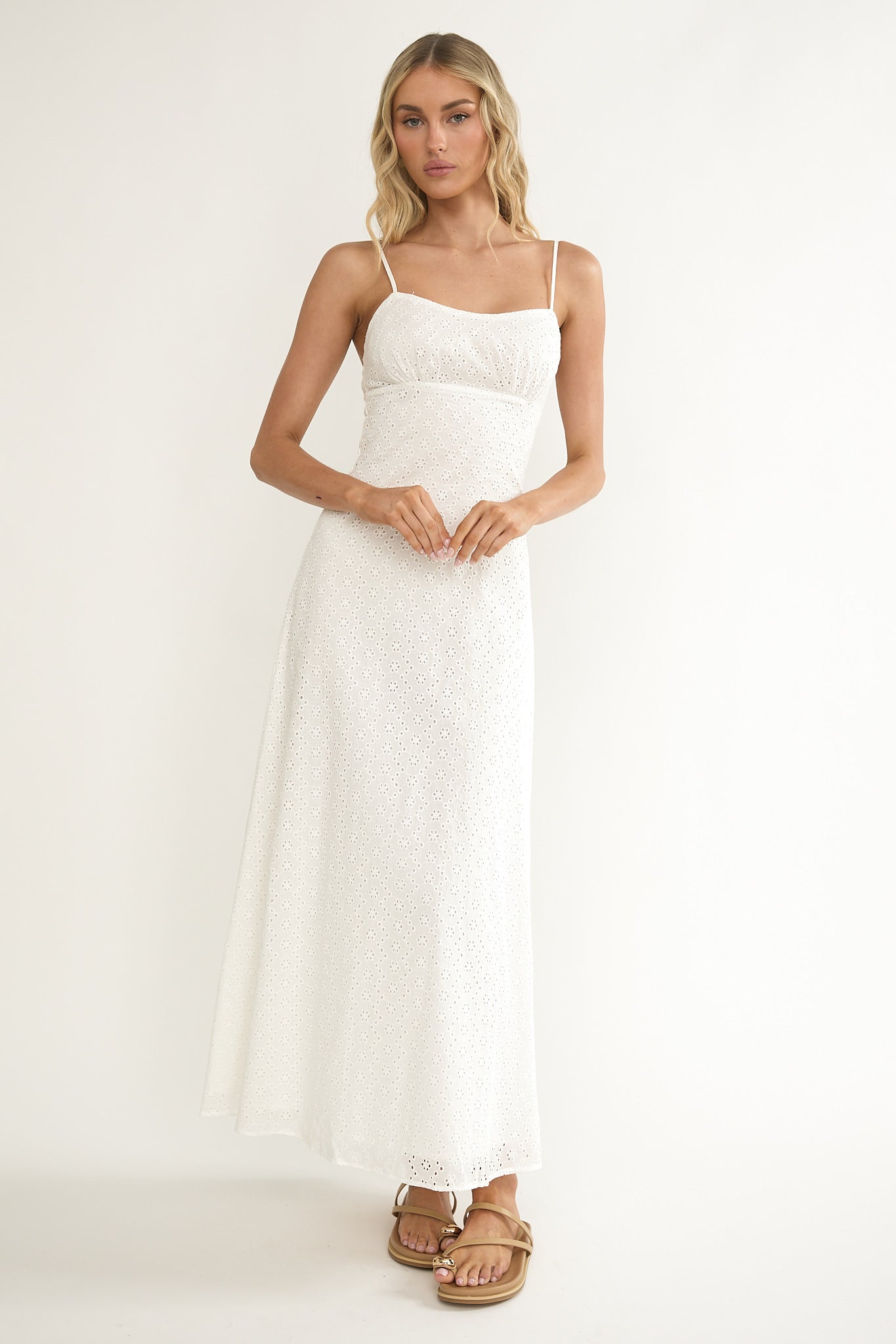Naysha Eyelet Embroidery Maxi Dress