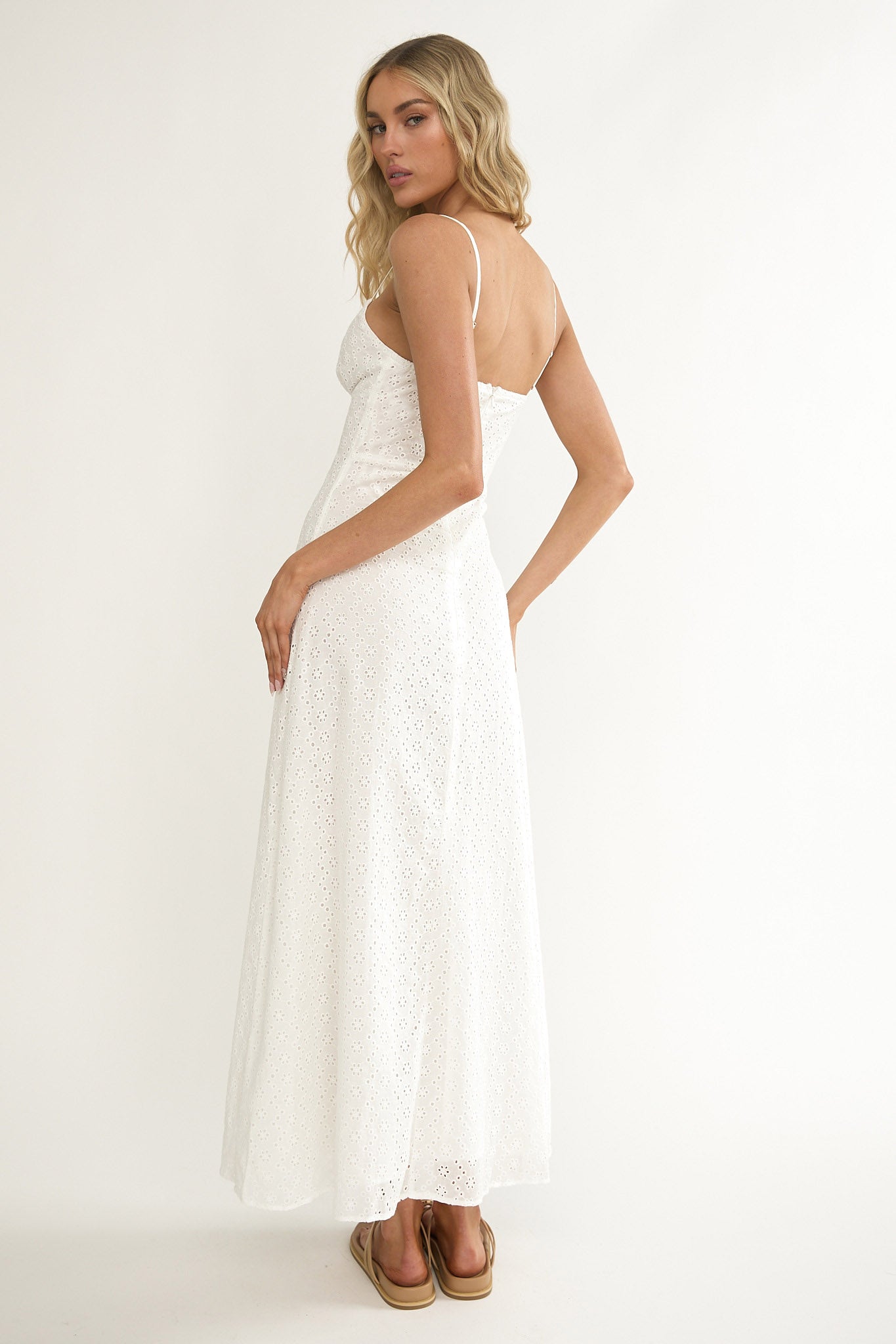 Naysha Eyelet Embroidery Maxi Dress