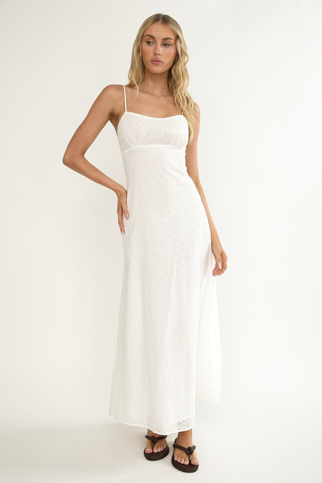 Naysha Eyelet Embroidery Maxi Dress