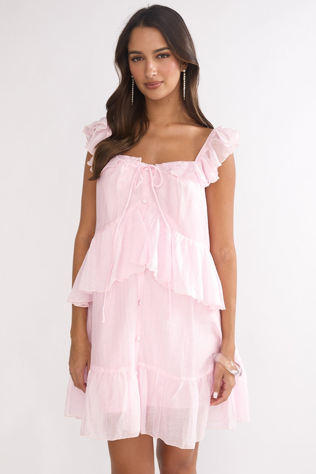 Loving Life Frill Trim Mini Dress Pink