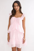 Loving Life Frill Trim Mini Dress Pink