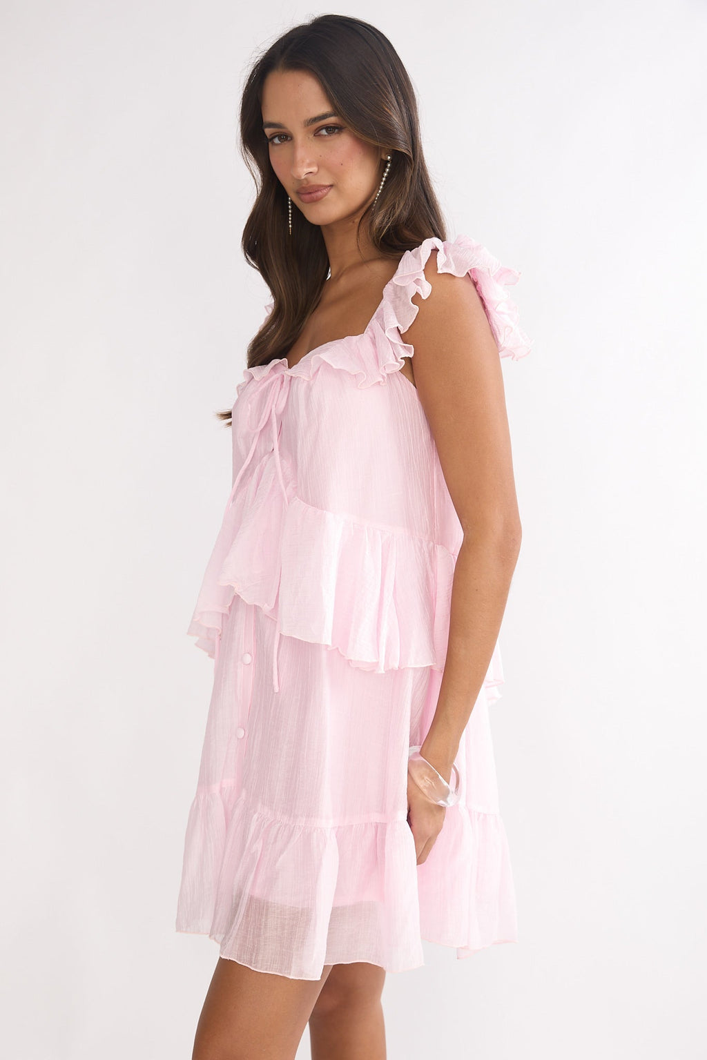 Loving Life Frill Trim Mini Dress Pink