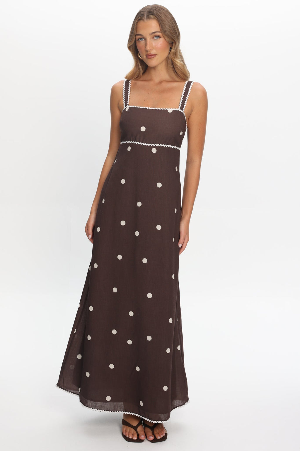 Teena Square Neckline Maxi Dress Print Chocolate