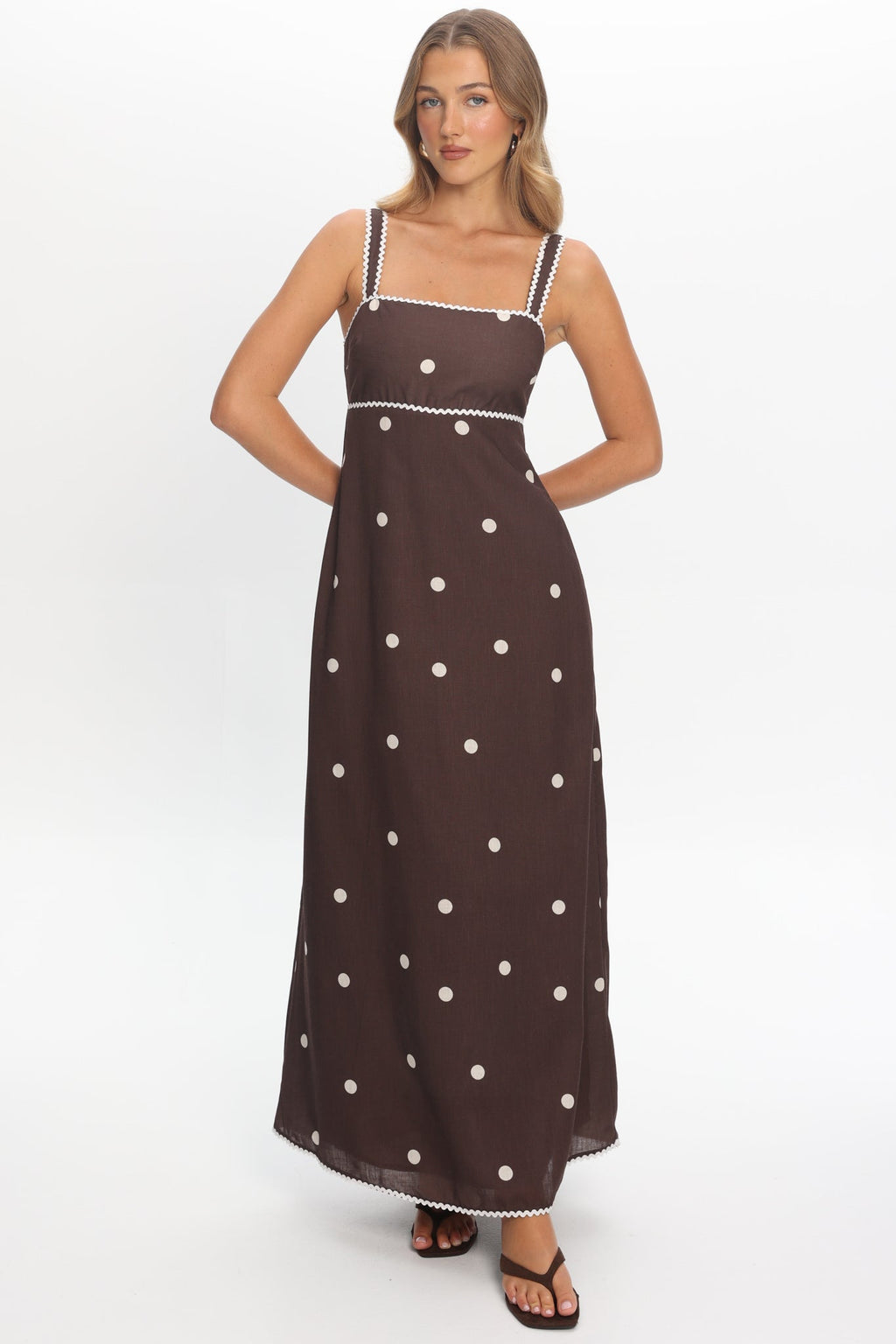 Teena Square Neckline Maxi Dress Print Chocolate
