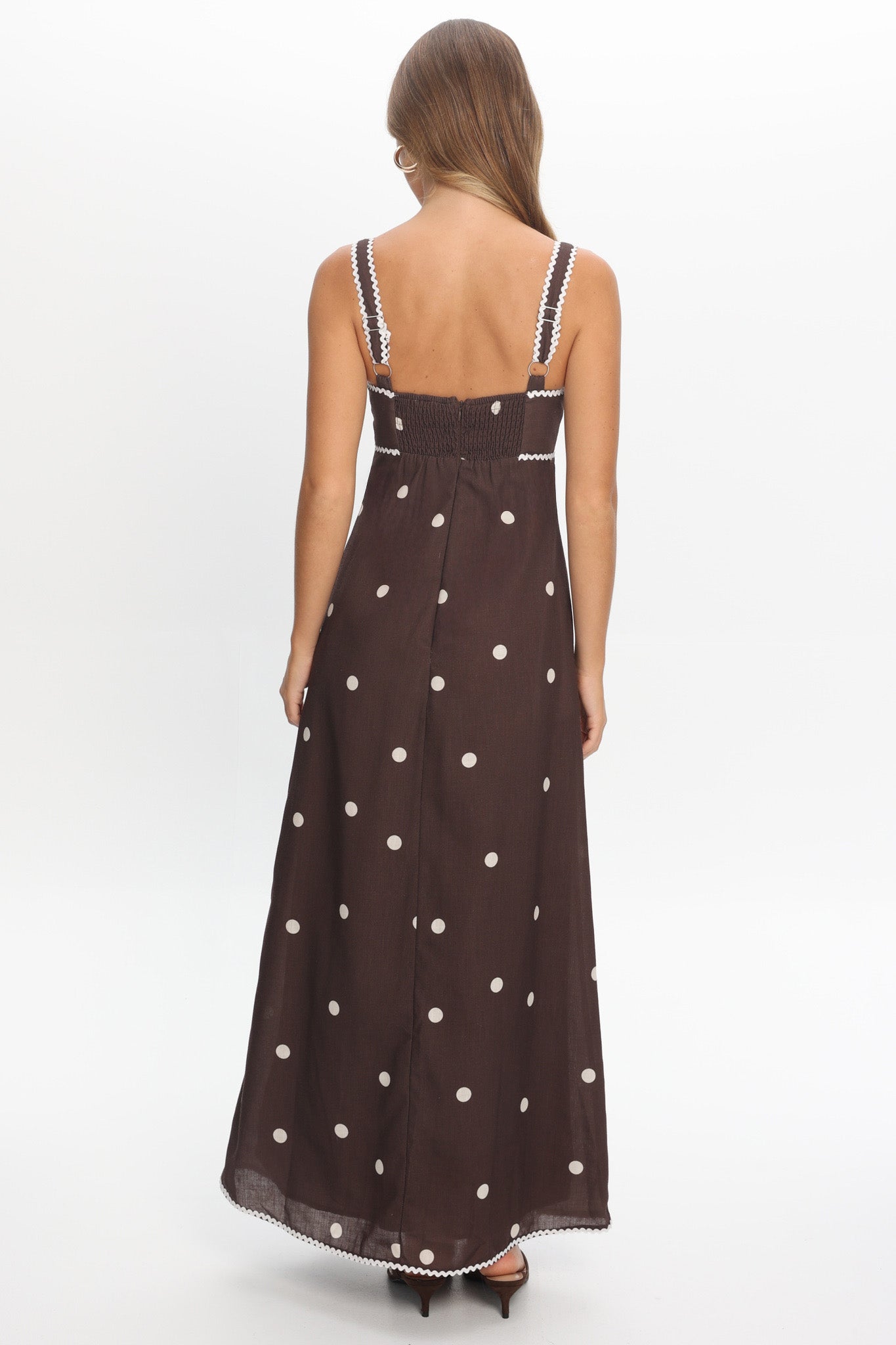 Teena Square Neckline Maxi Dress Print Chocolate