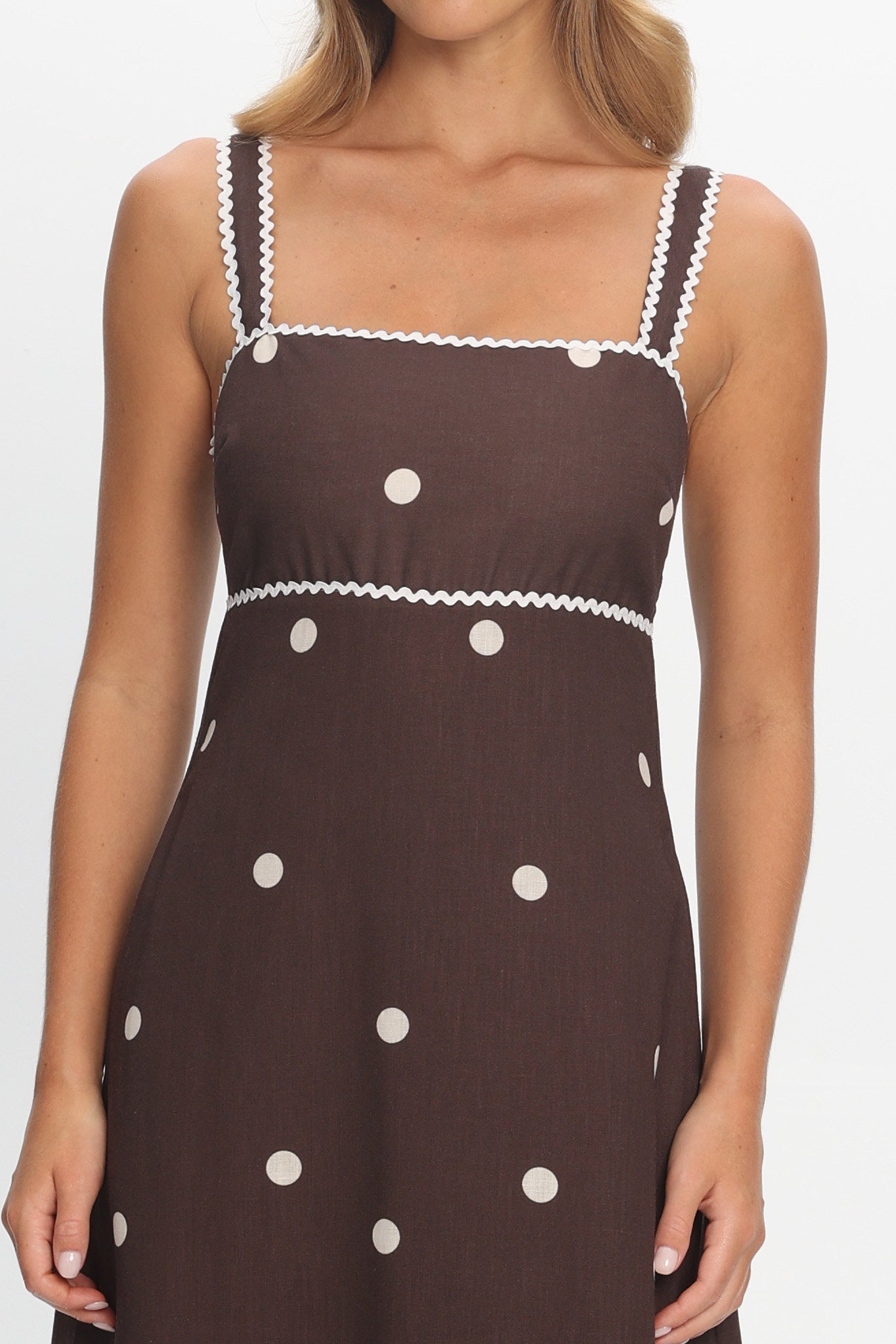 Teena Square Neckline Maxi Dress Print Chocolate