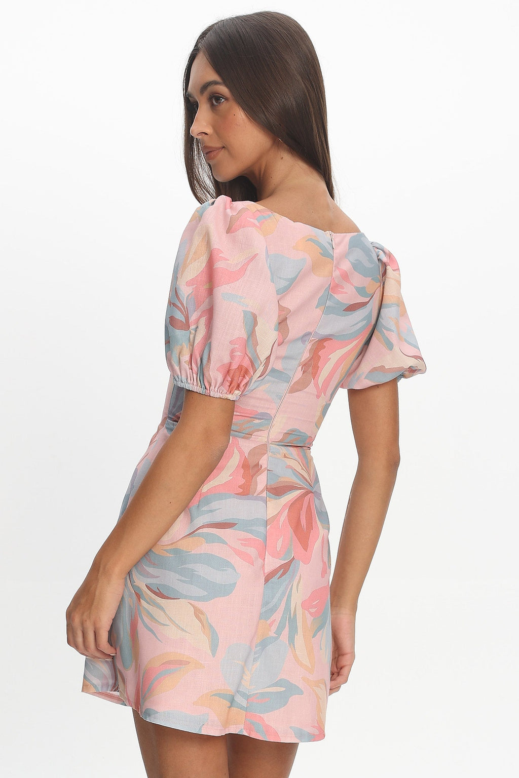 Jennica Puff Sleeve Mini Dress Floral