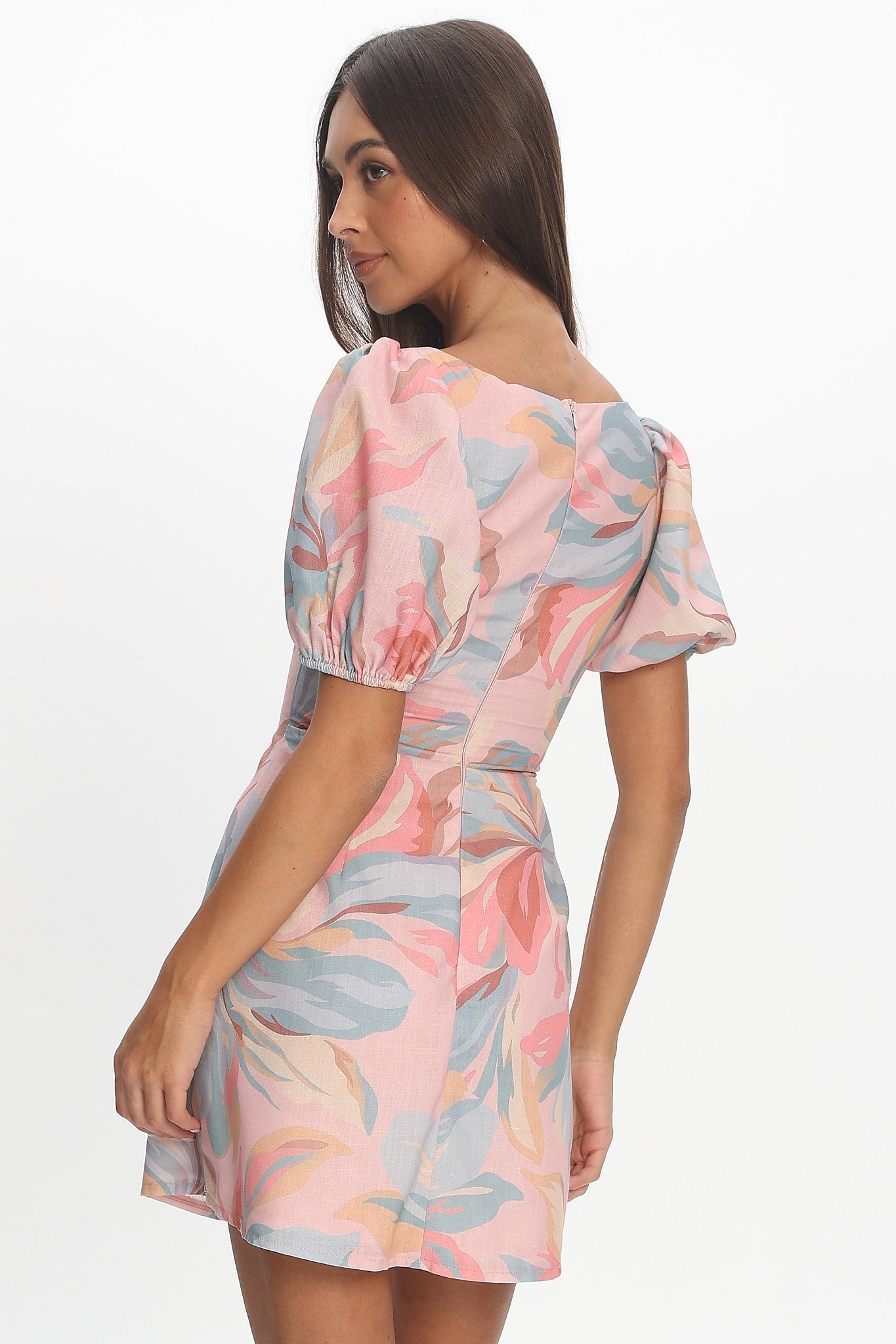 Jennica Puff Sleeve Mini Dress Floral