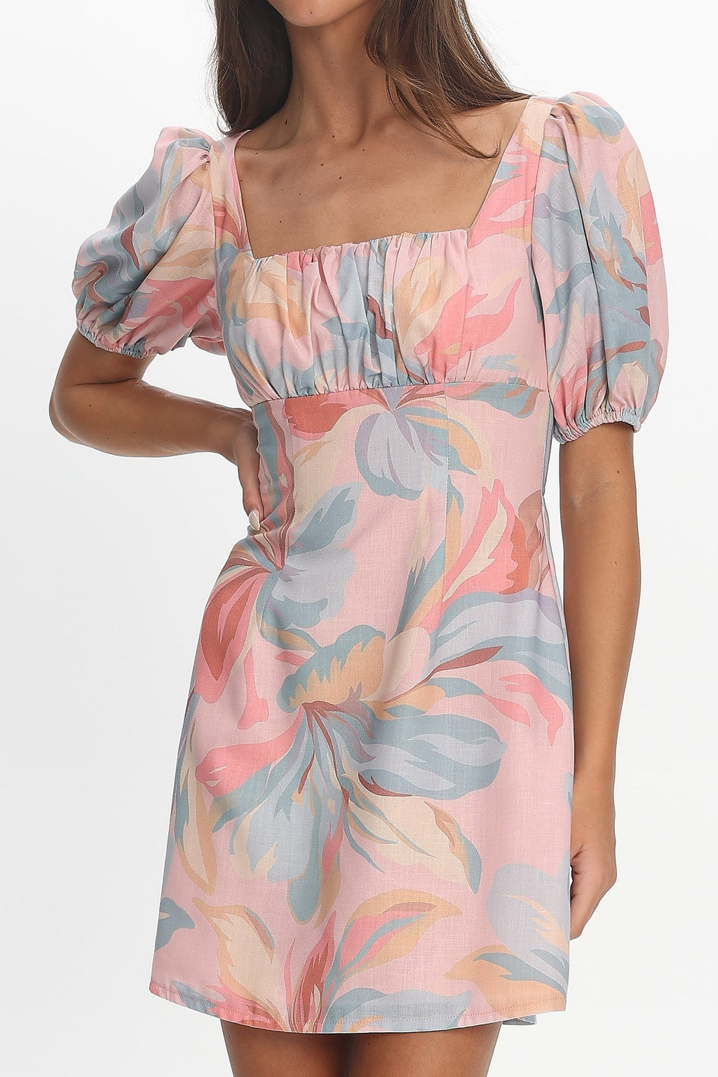 Jennica Puff Sleeve Mini Dress Floral