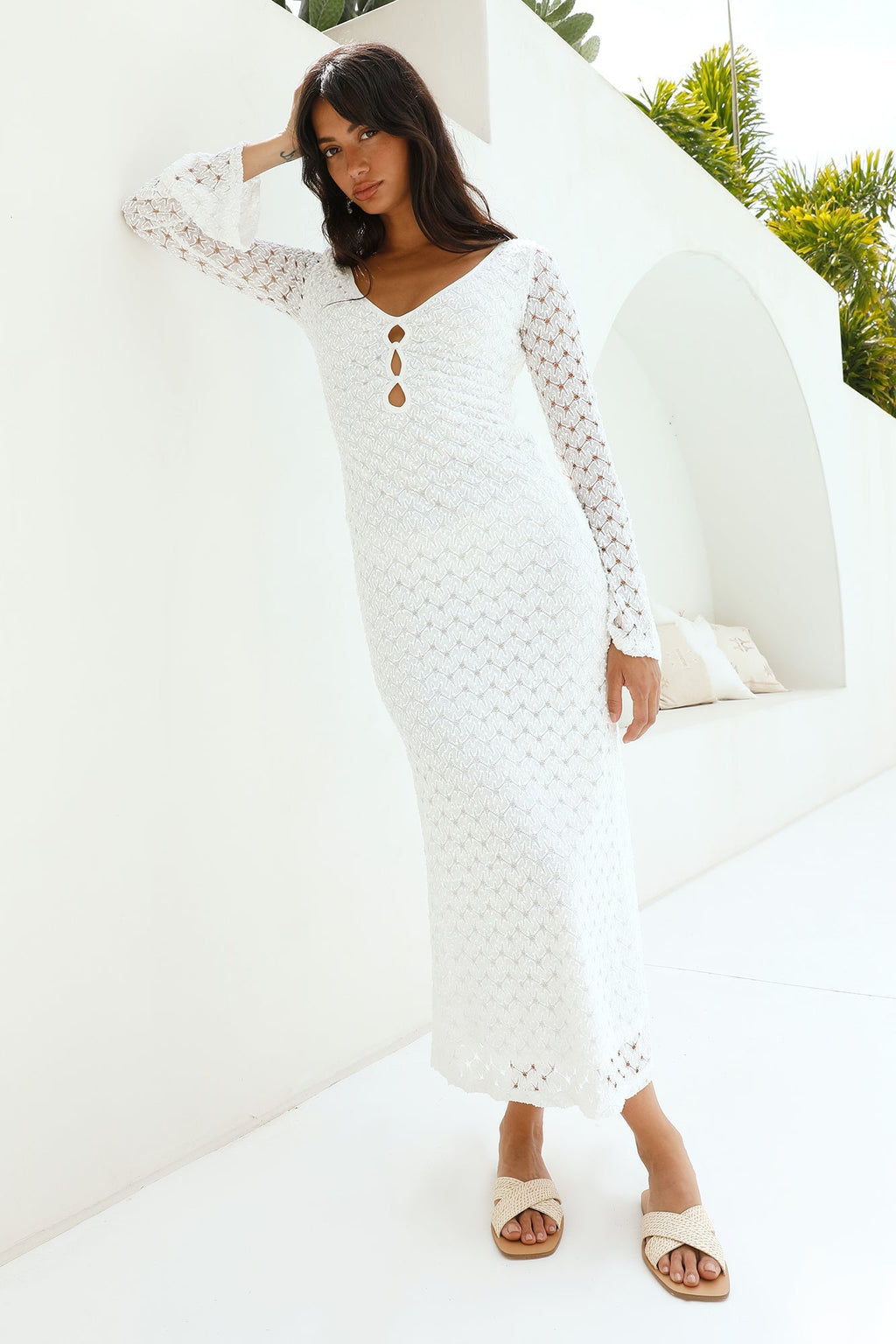 Ivory Moon Maxi Dress White