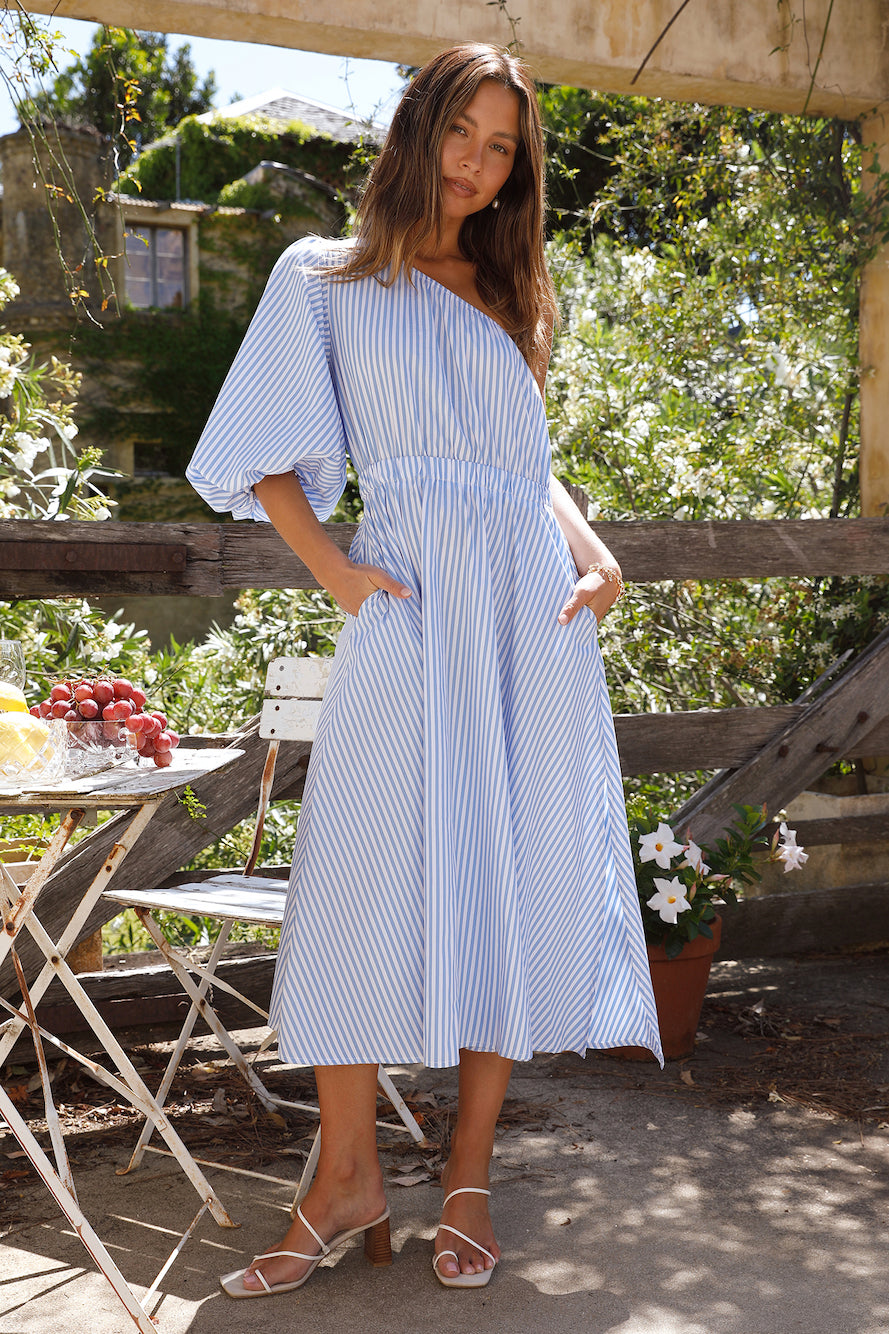 Writing In The Sky Midi Dress Blue