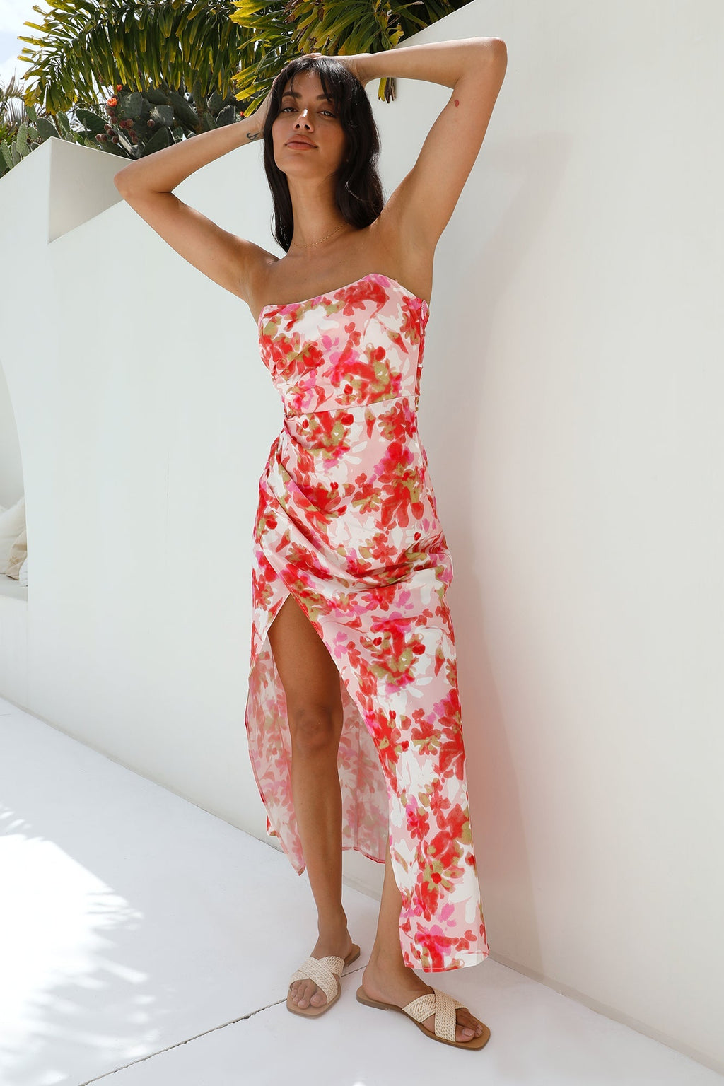 Gardenia Strapless Maxi Dress Red