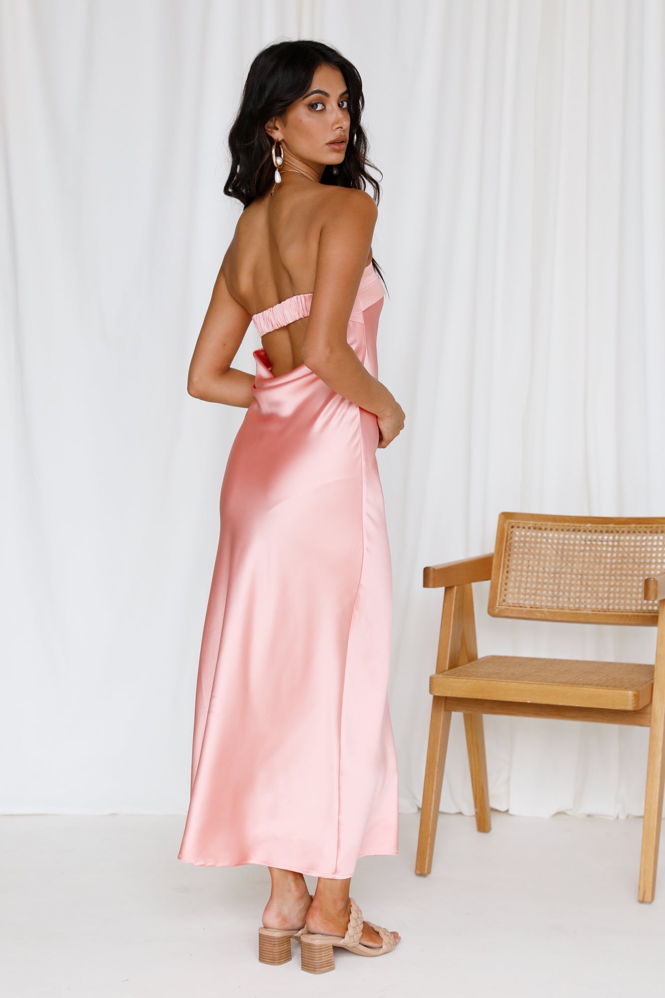 Gleam In Gold Maxi Dress Pink