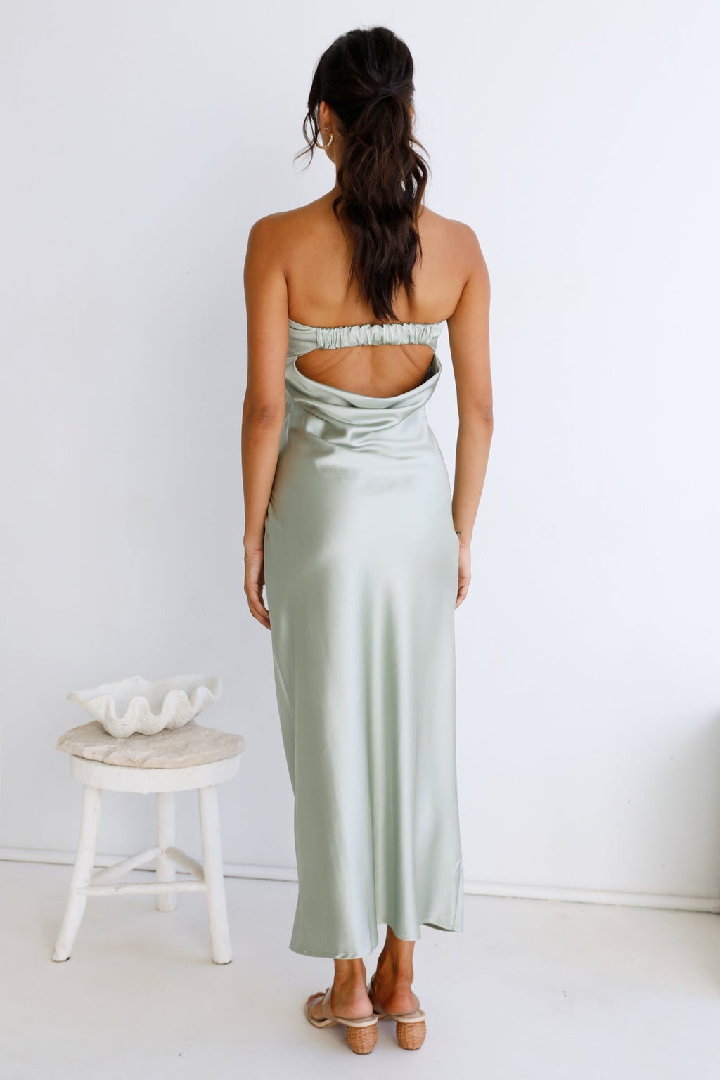 Gleam In Gold Maxi Dress Light Green