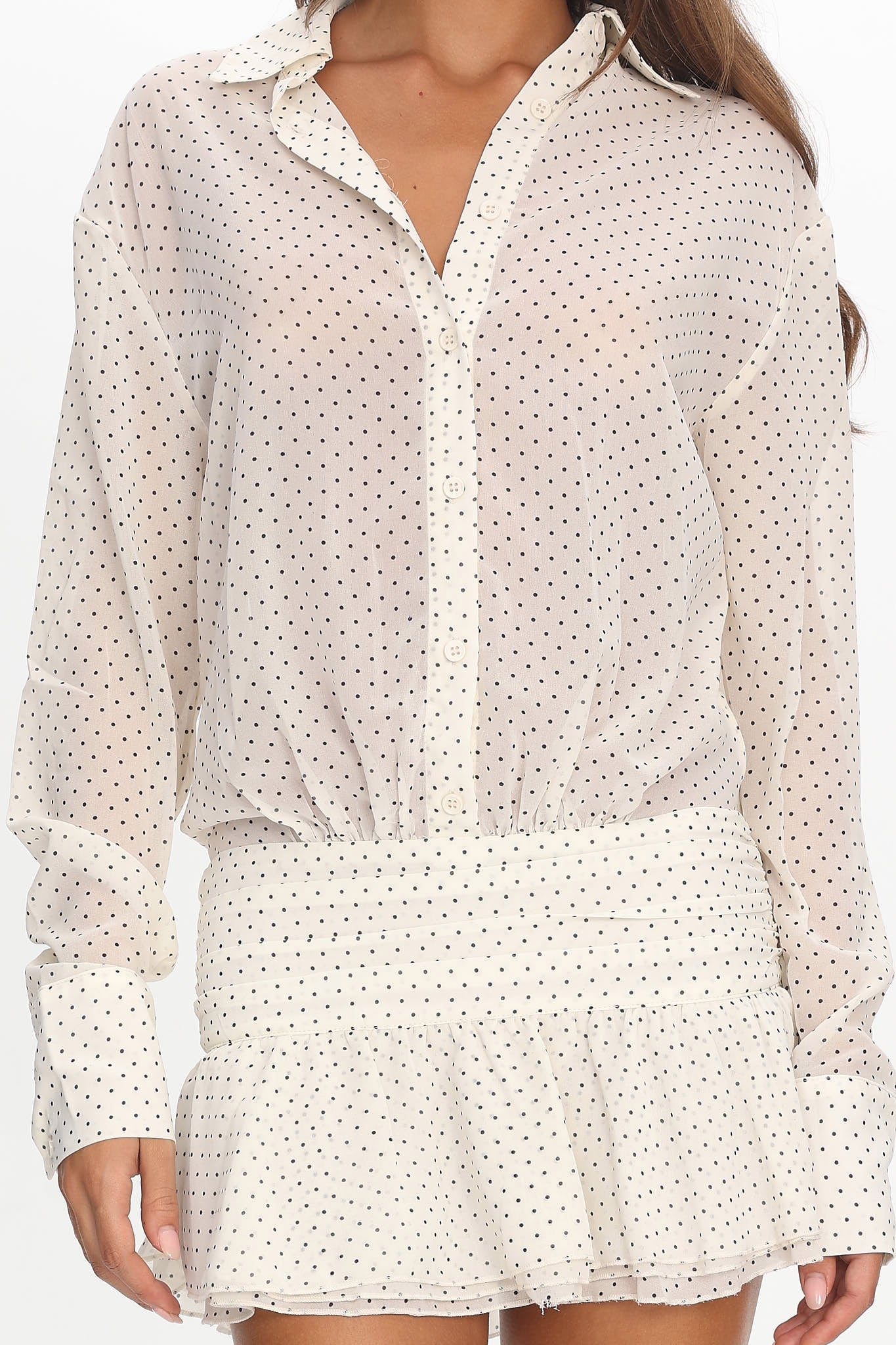 LIONESS Girls Girls Girls Mini Dress Porcelain Polka