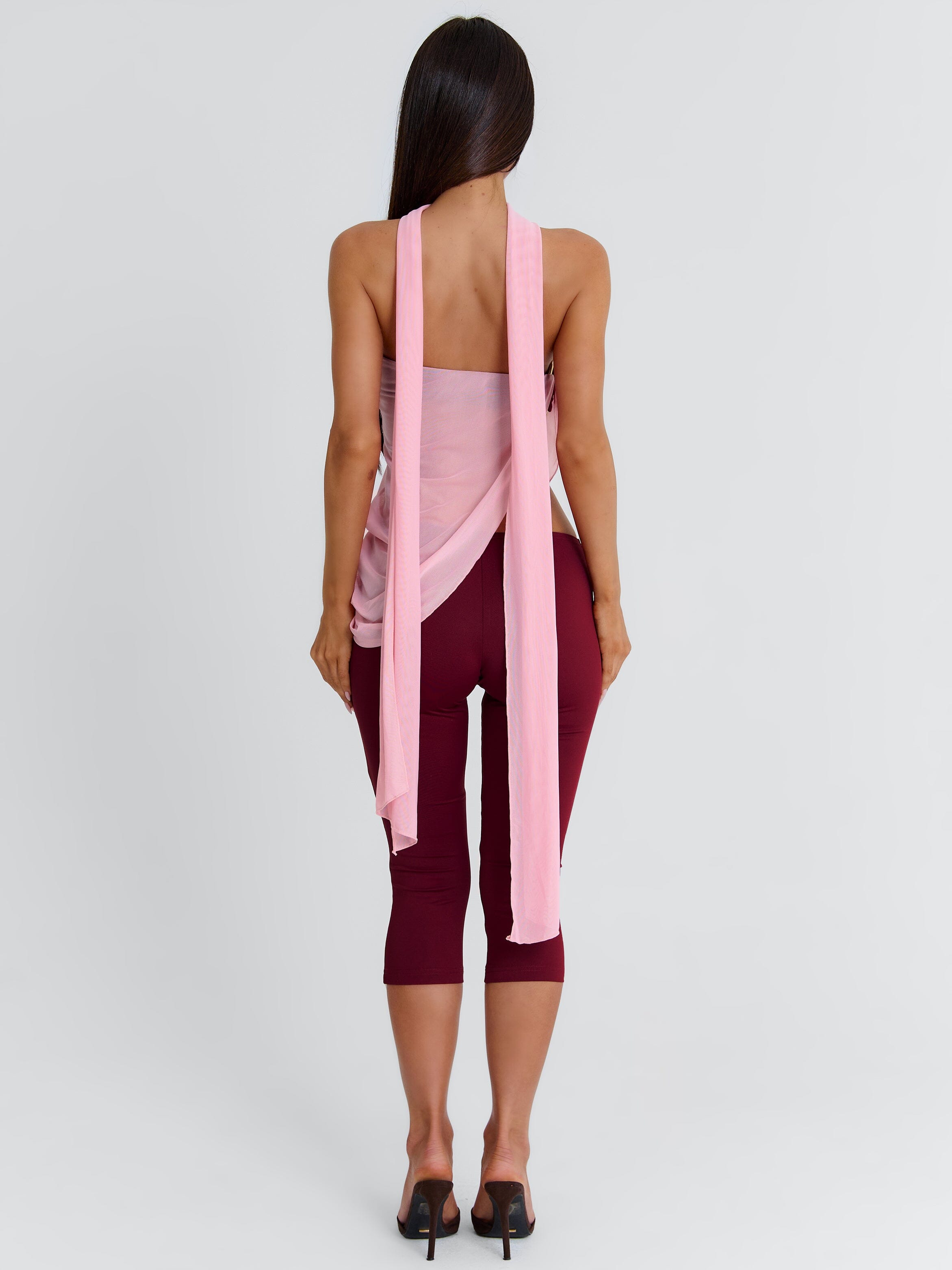 LUCYLLE CAPRI JUMPSUIT PINK AND BURGUNDY