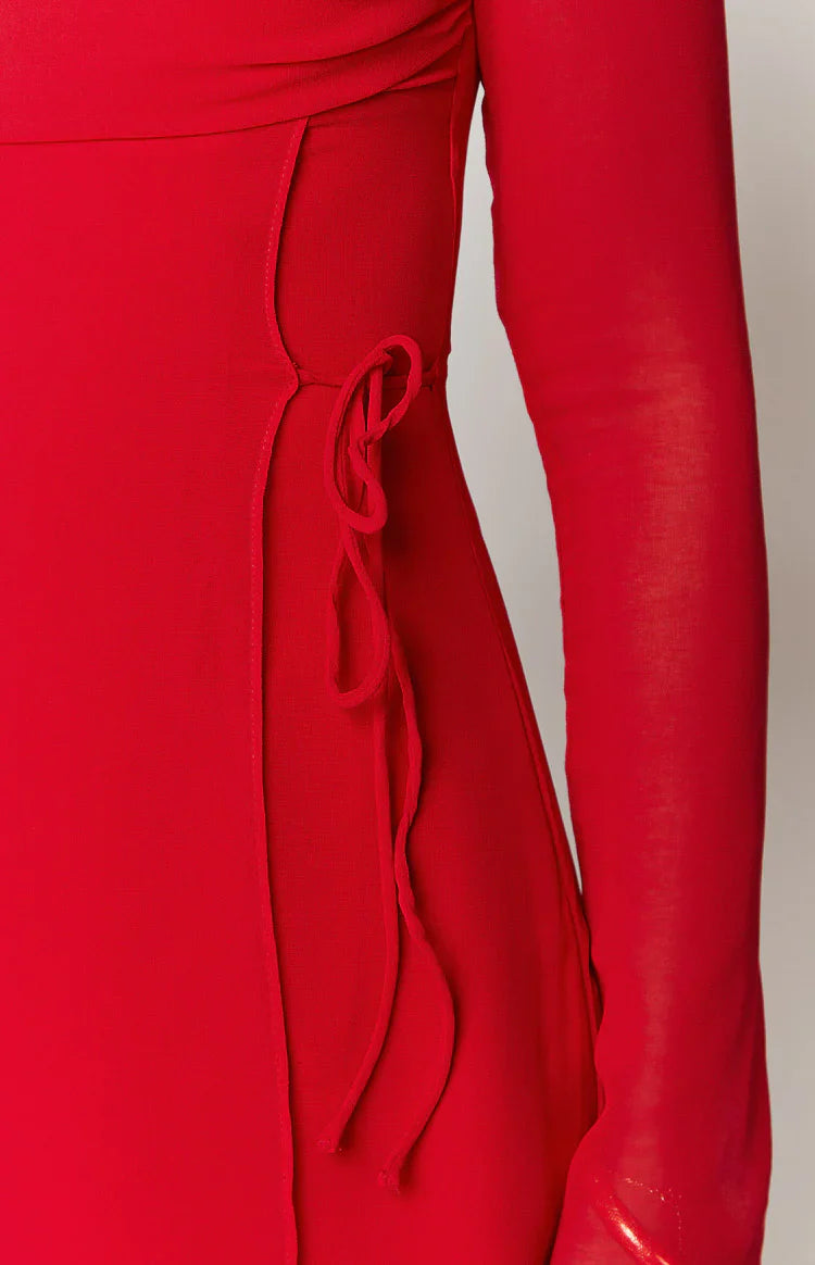 Lucy Red Long Sleeve Mini Dress