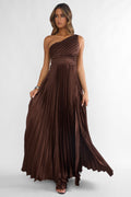 Goddess Aura Pleated Maxi Dress Chocolate