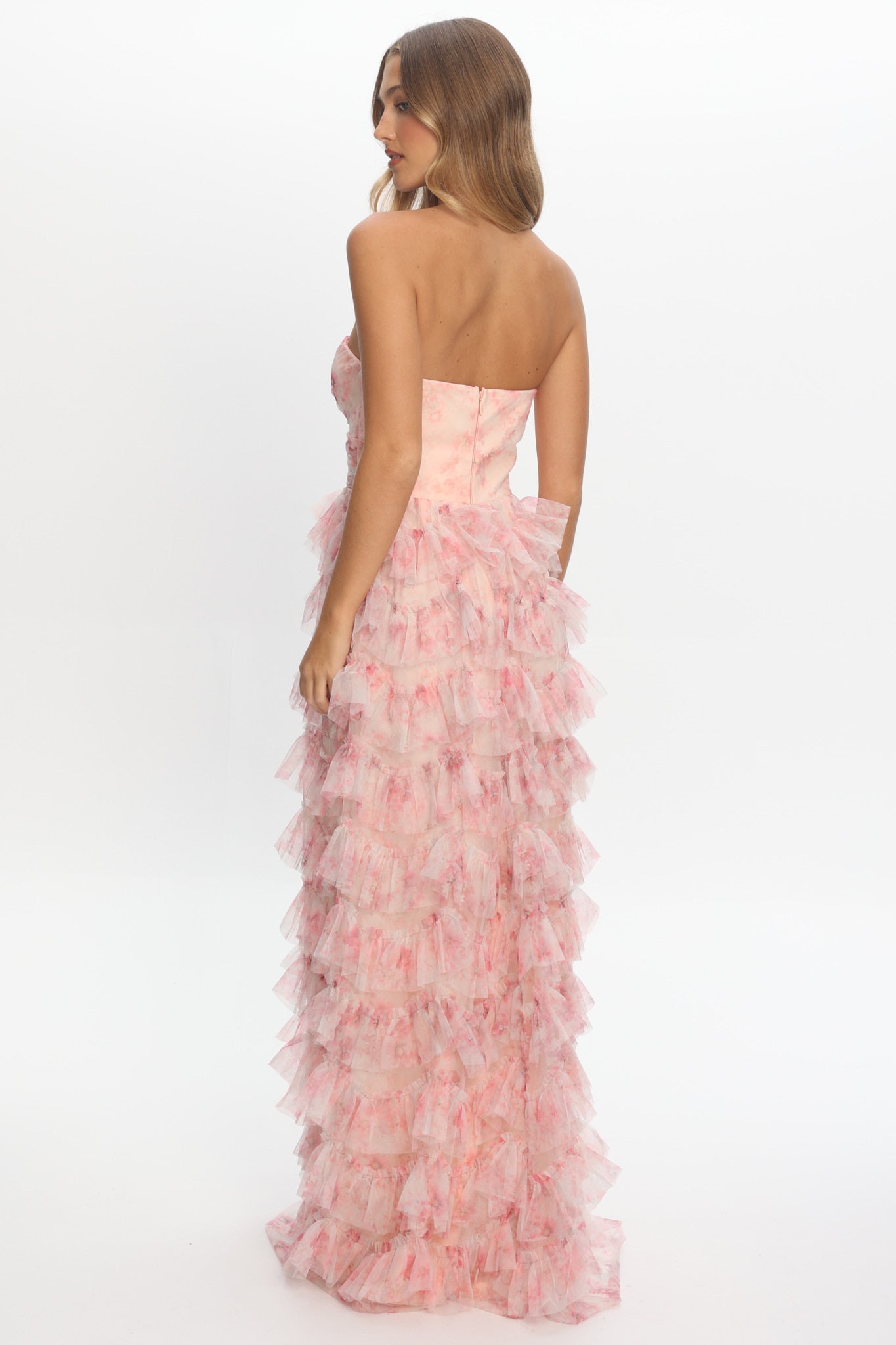 Marisyn Tiered Frill Maxi Dress Floral Blush