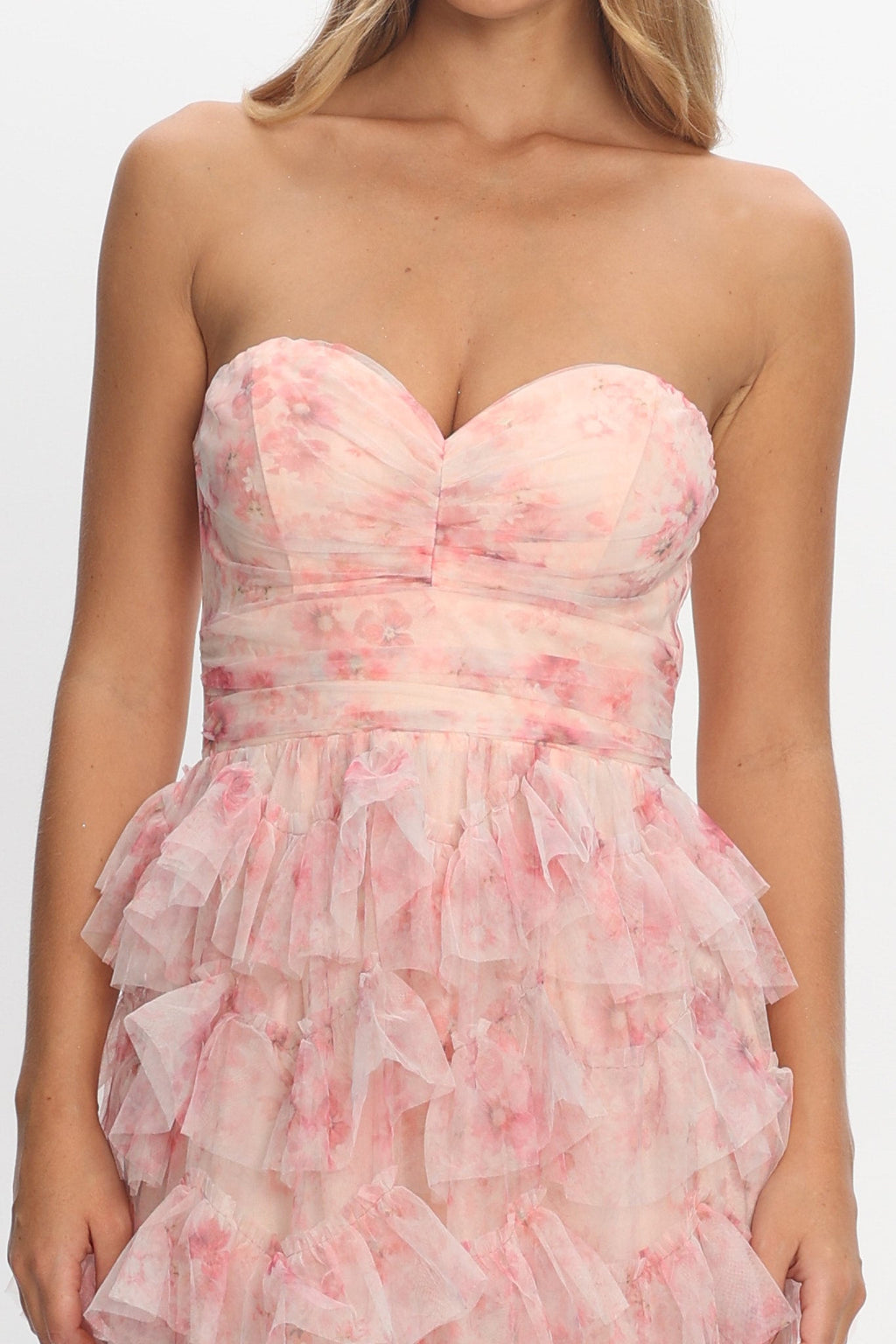 Marisyn Tiered Frill Maxi Dress Floral Blush
