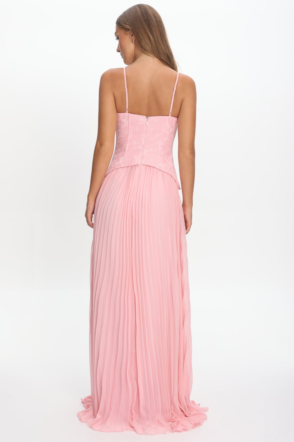 Cambridge Accordion Pleat Corset Dress Pink