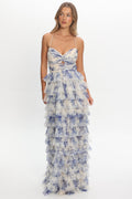 Cambridge Layered Frill Maxi Dress Blue