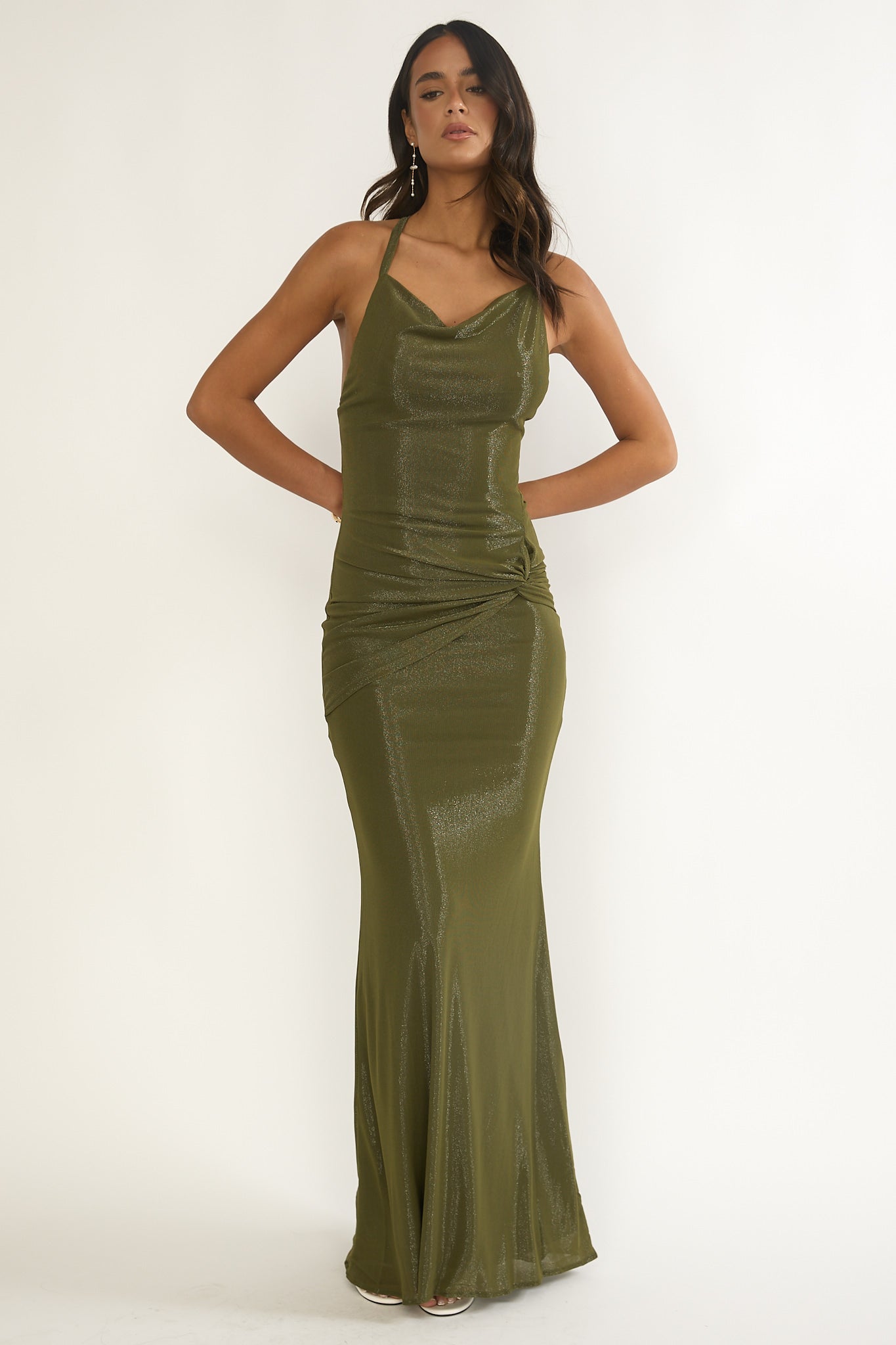 Oralia Criss-Cross Back Maxi Dress Olive