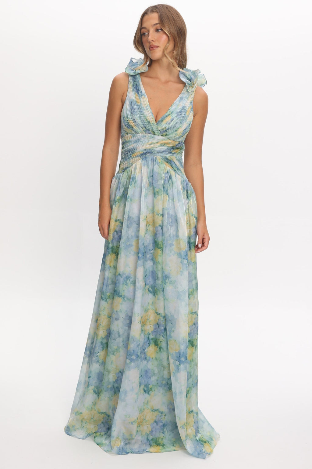Lys Lace-Up Back Maxi Dress Print Blue