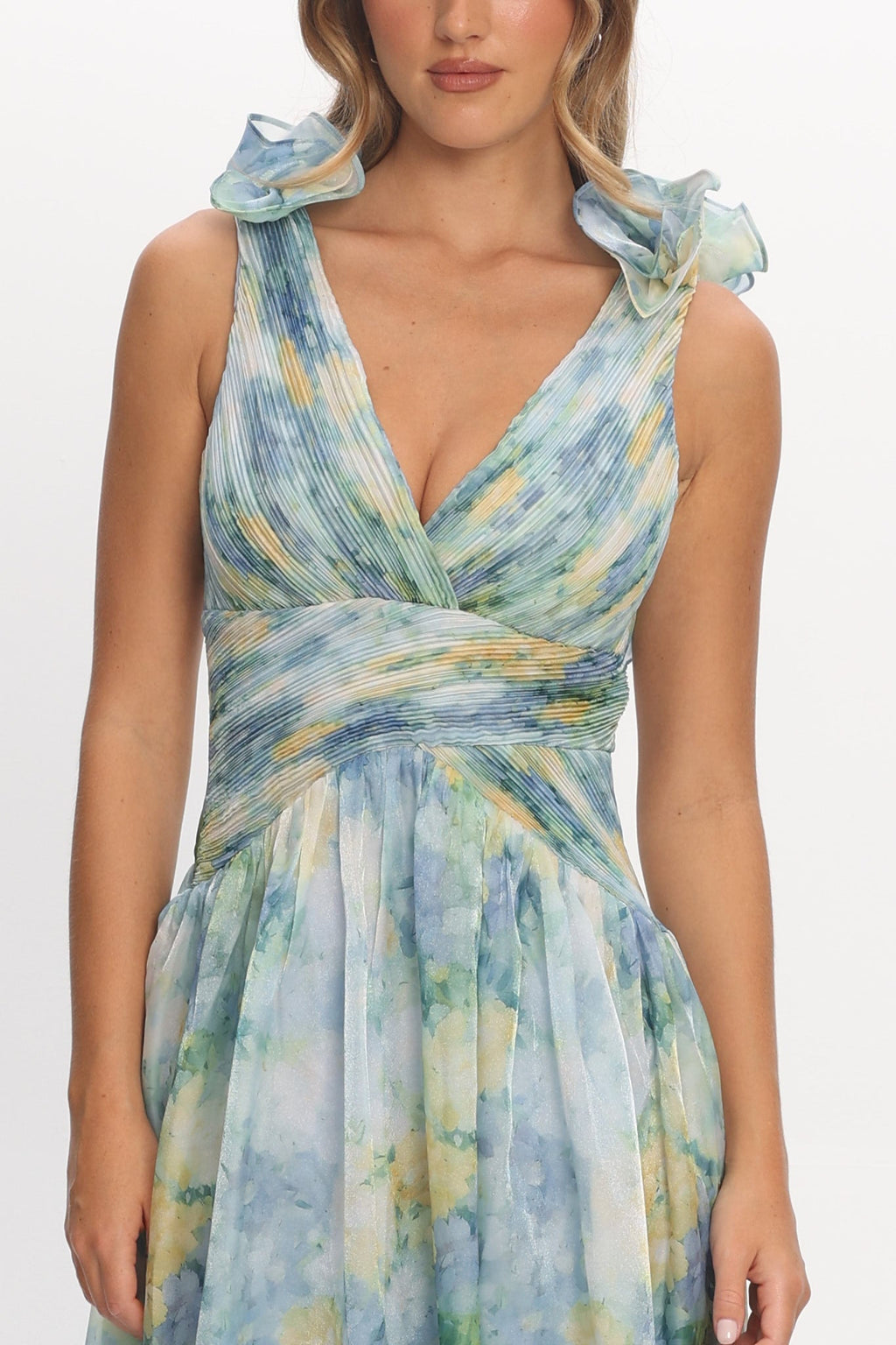 Lys Lace-Up Back Maxi Dress Print Blue