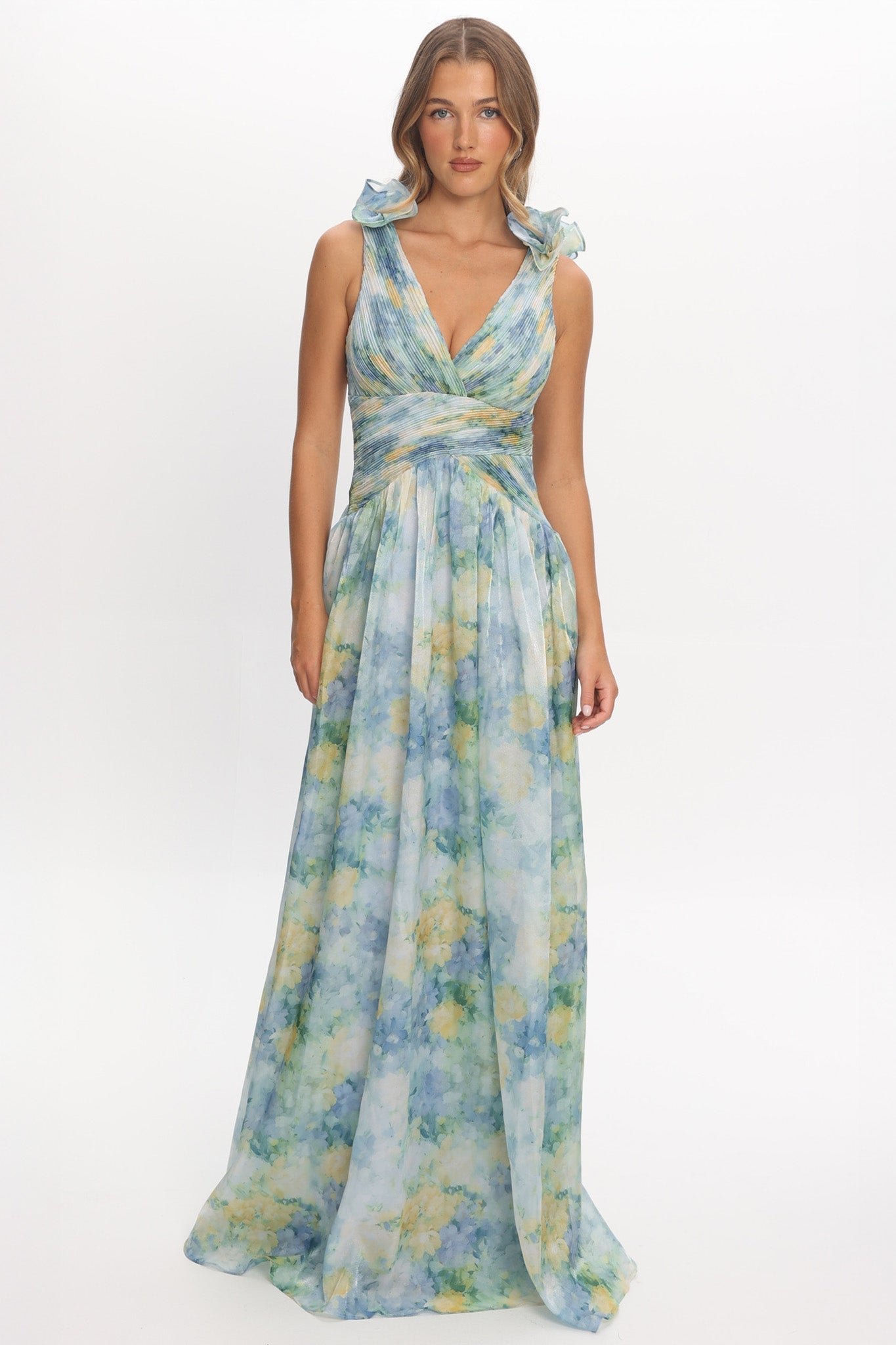 Lys Lace-Up Back Maxi Dress Print Blue