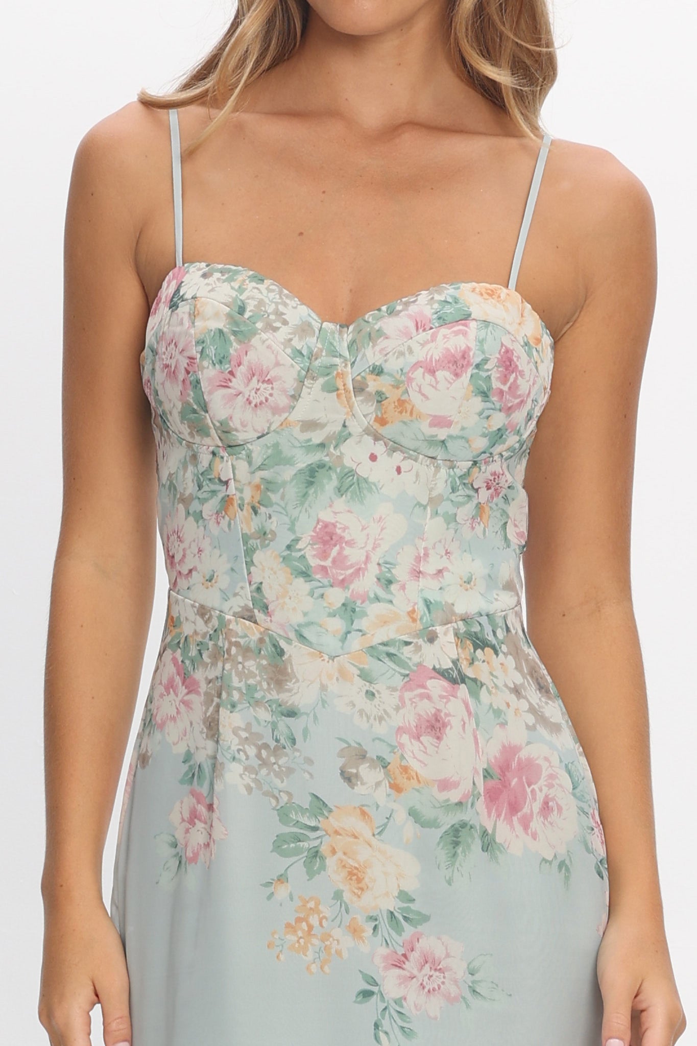 Onix Sweetheart Neckline Maxi Dress Floral Sage