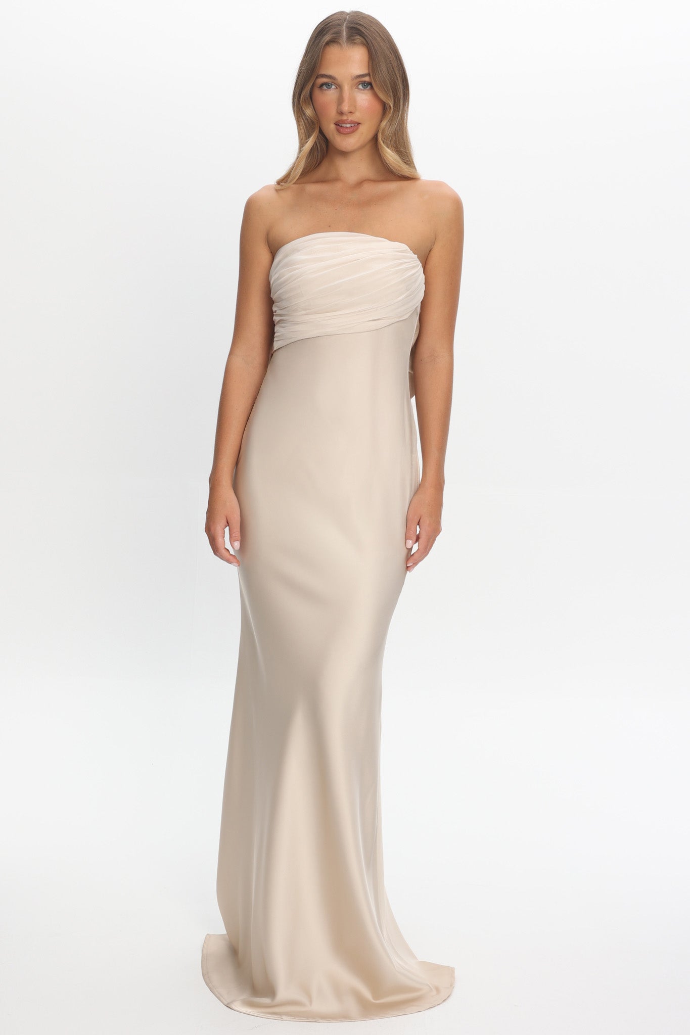 Iyeciz Strapless Maxi Dress Champagne